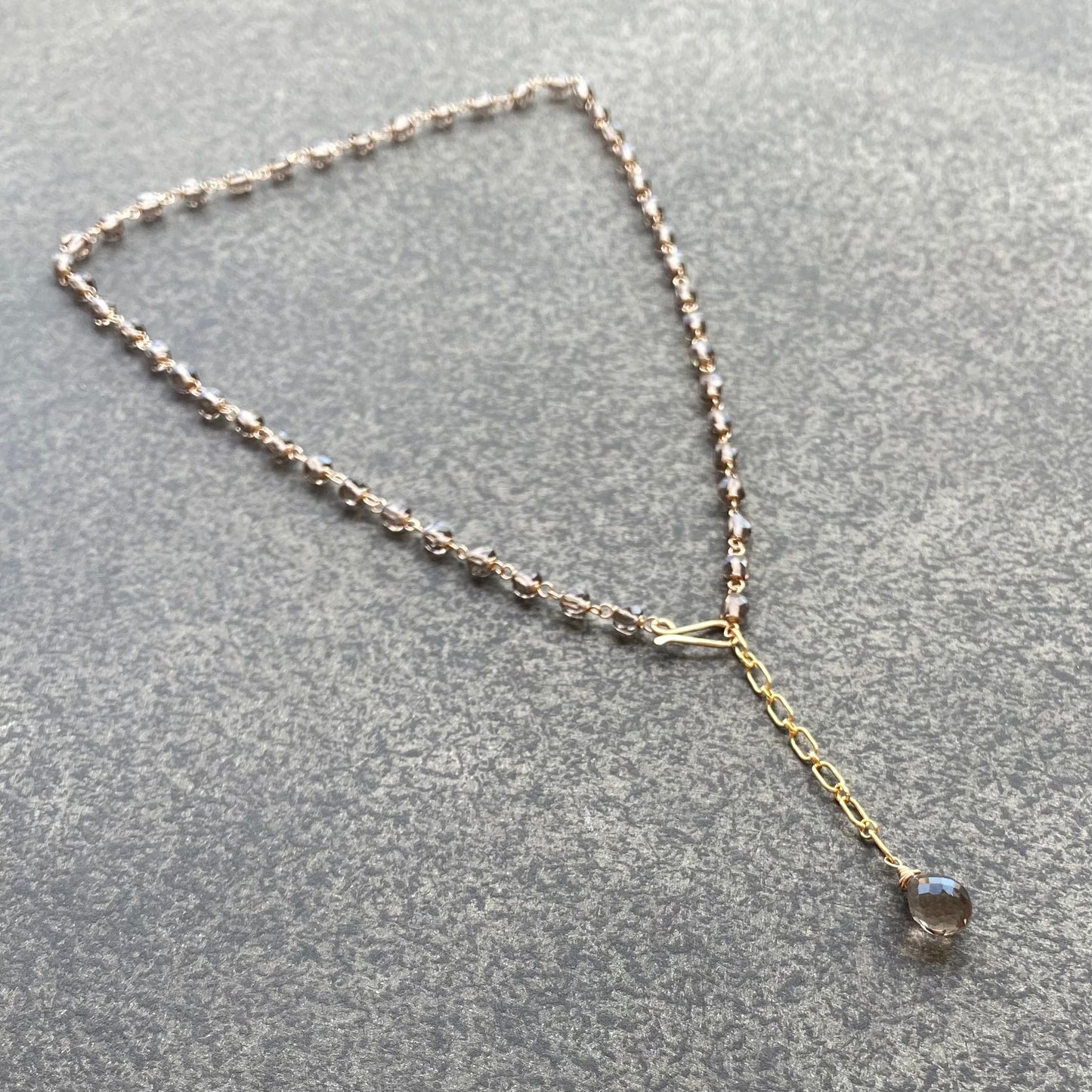 Ice Obsidian & Gold Convertible Lariat Necklace