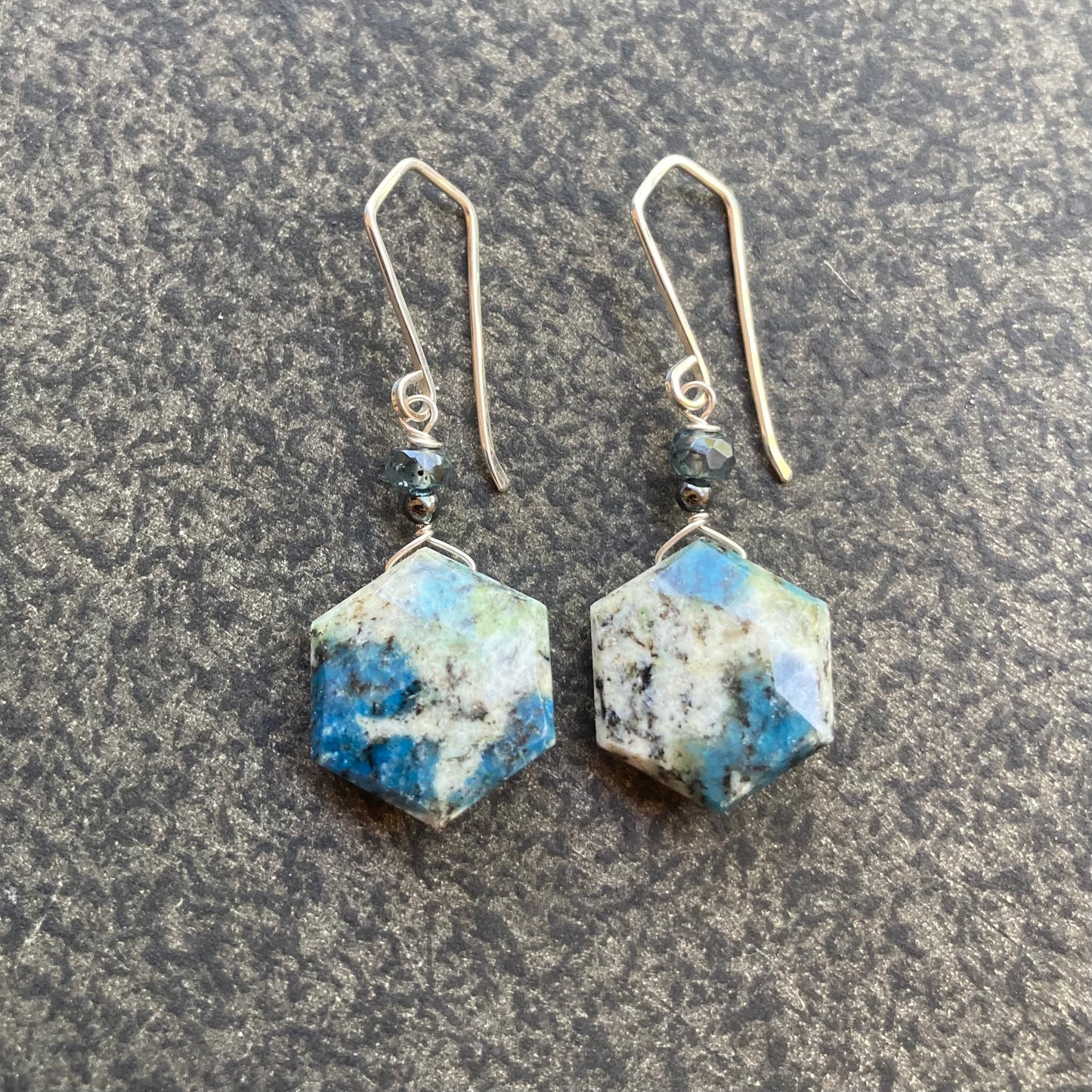 K2 Jasper, Moss Kyanite & Sterling Silver Earrings