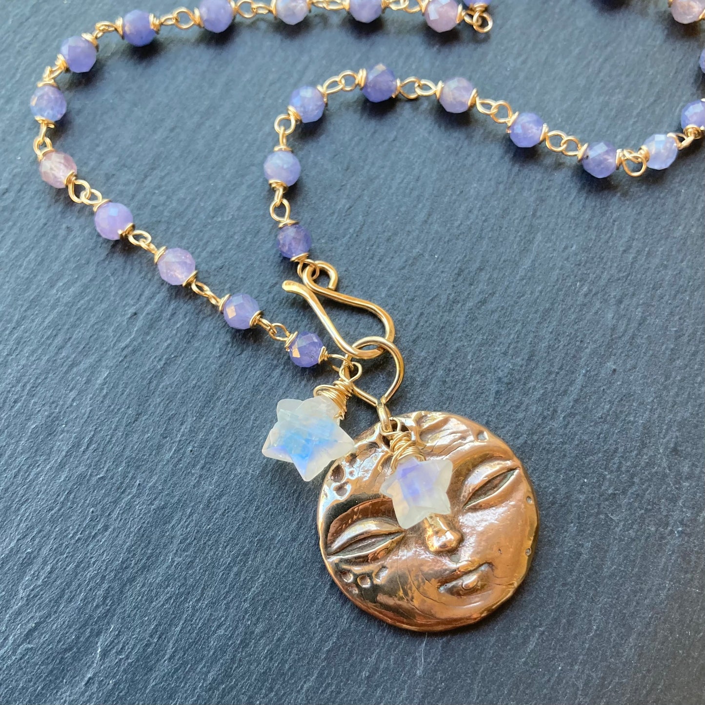 Tanzanite, Gold & Bronze Moonglow Pendant Necklace