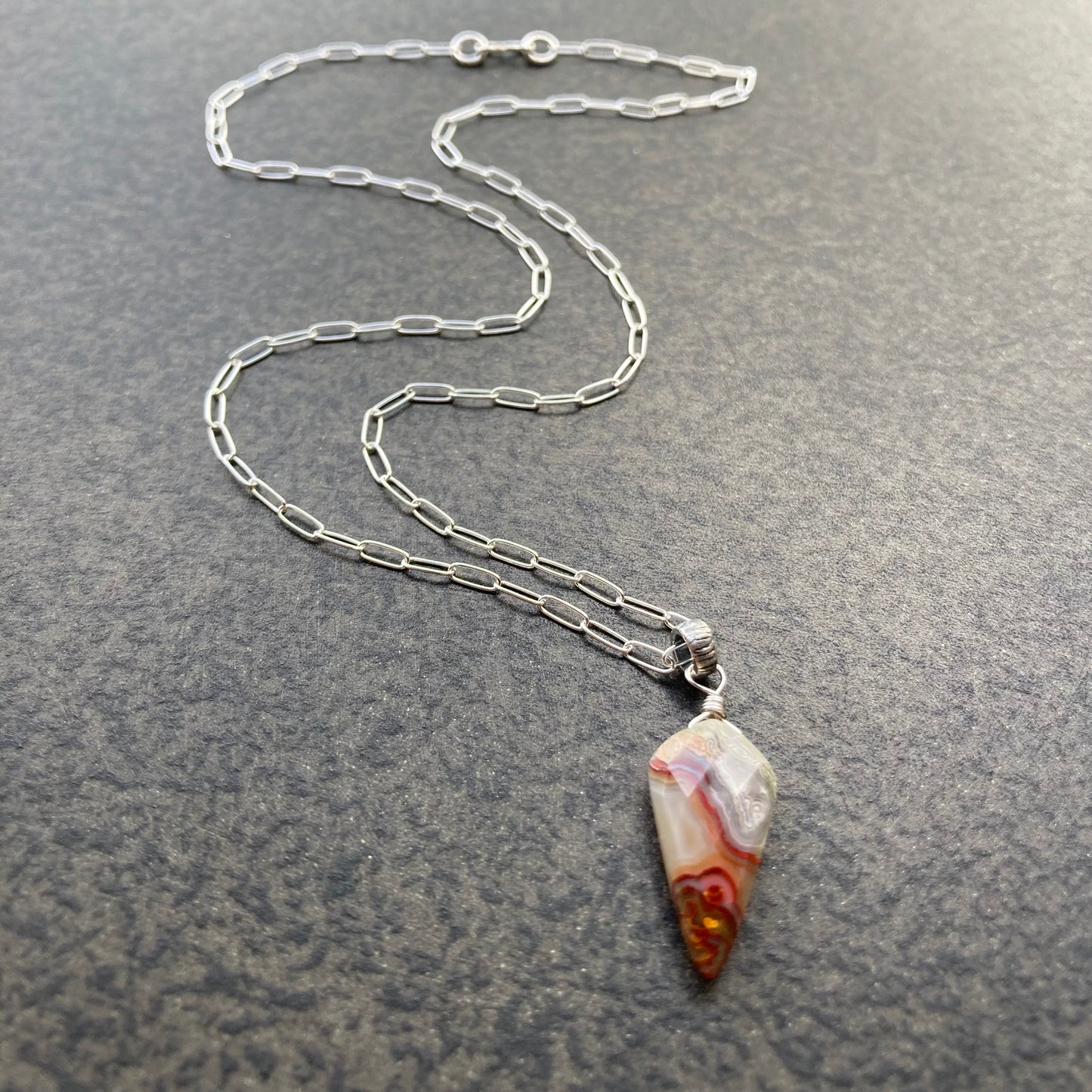Crazy Lace Agate & Sterling Silver Pendant Necklace