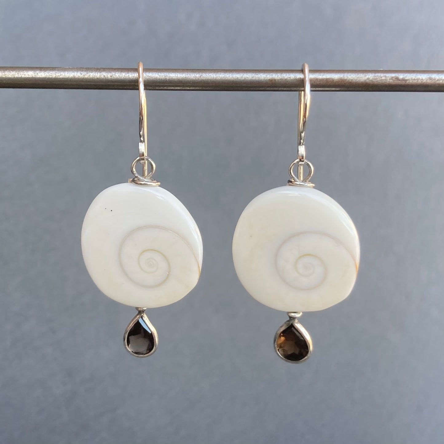 Smoky Quartz & Sterling Silver Shiva Eye Earrings