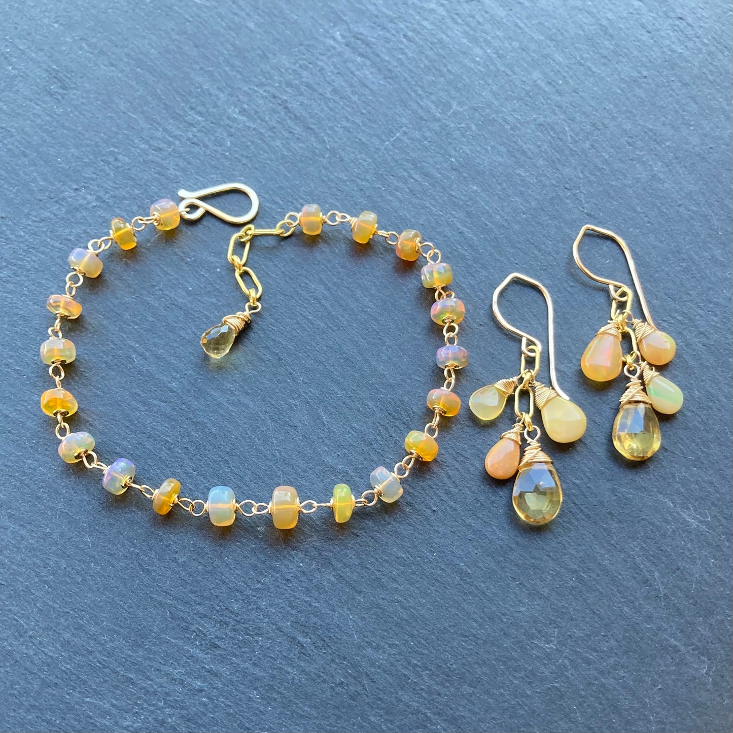 Ethiopian Golden Opal & Gold Bracelet