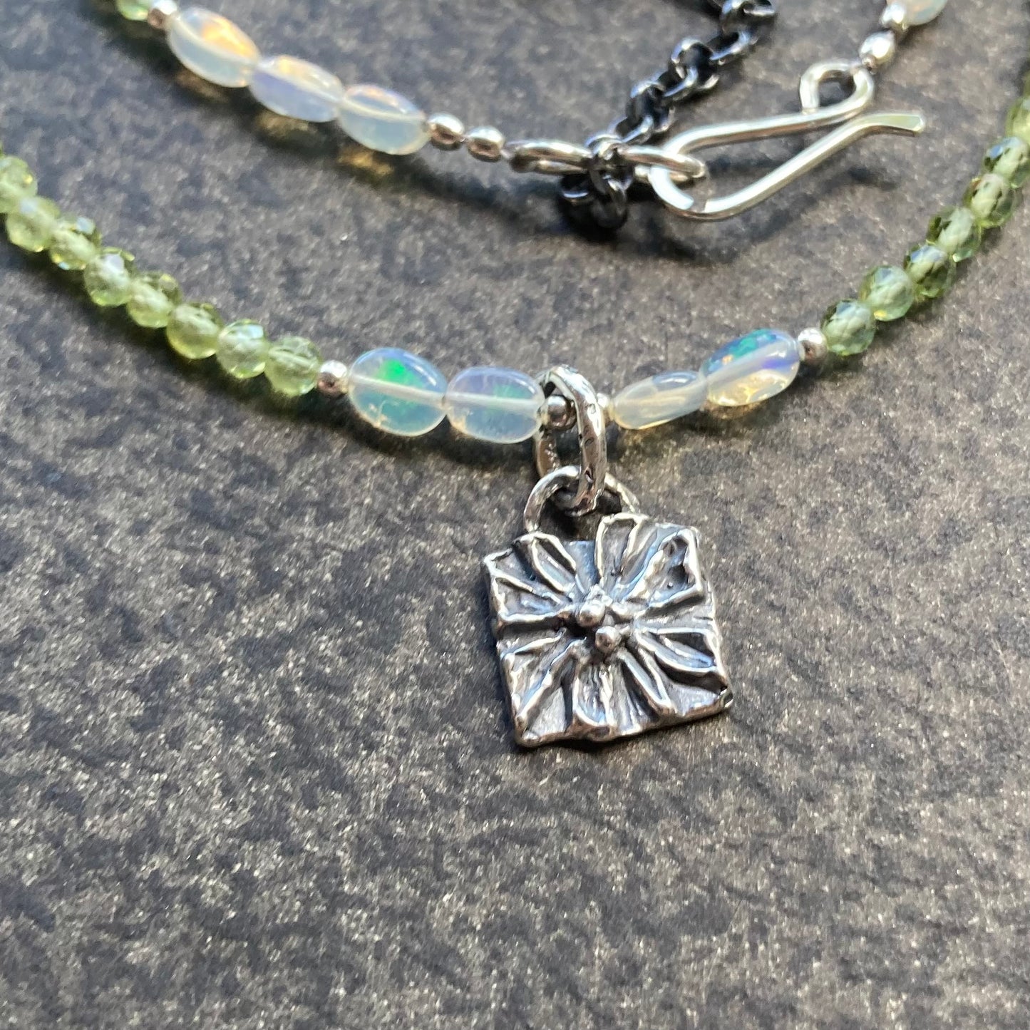 Peridot, Ethopian Opal & Sterling Silver Blossom Choker