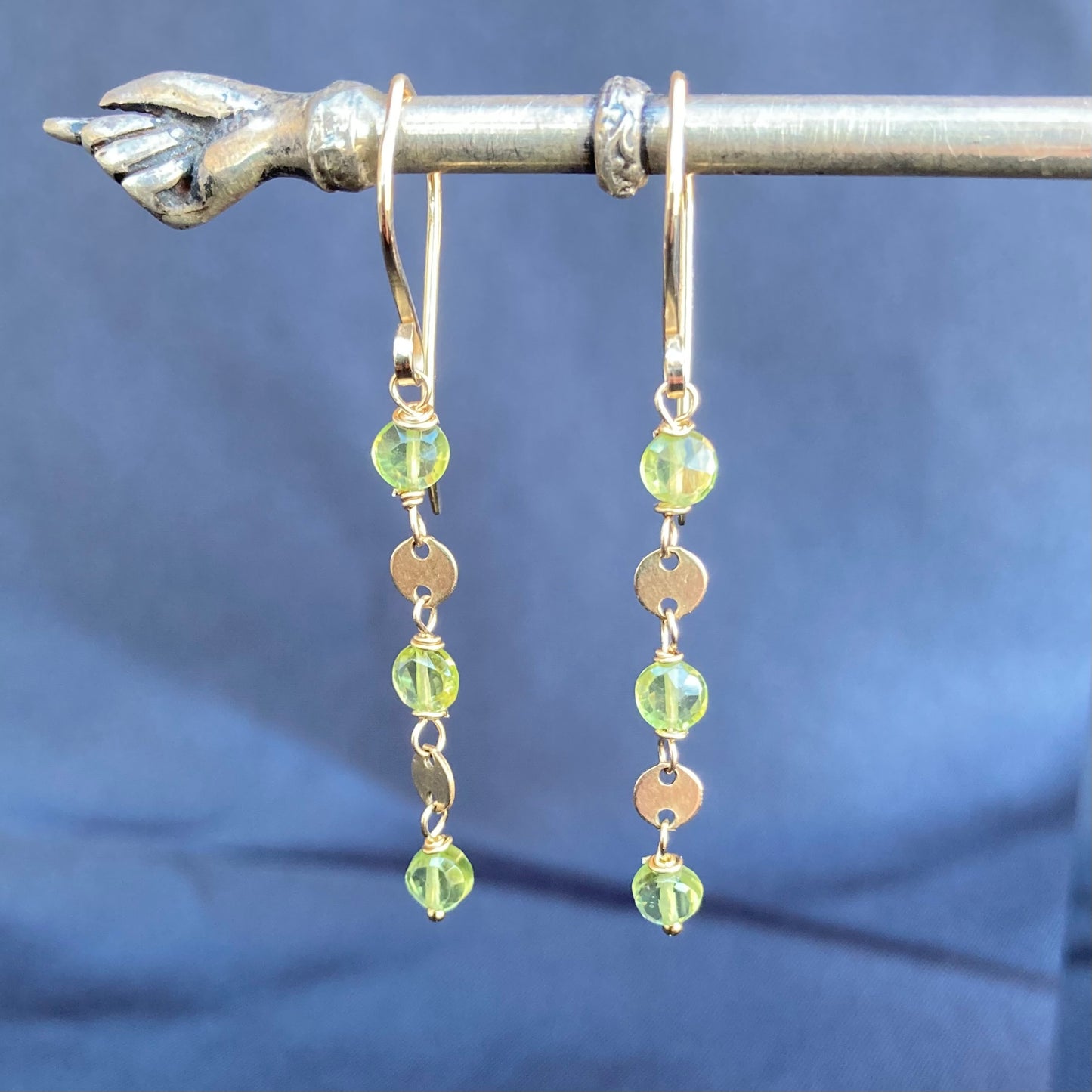 Peridot & Gold Coin Earrings