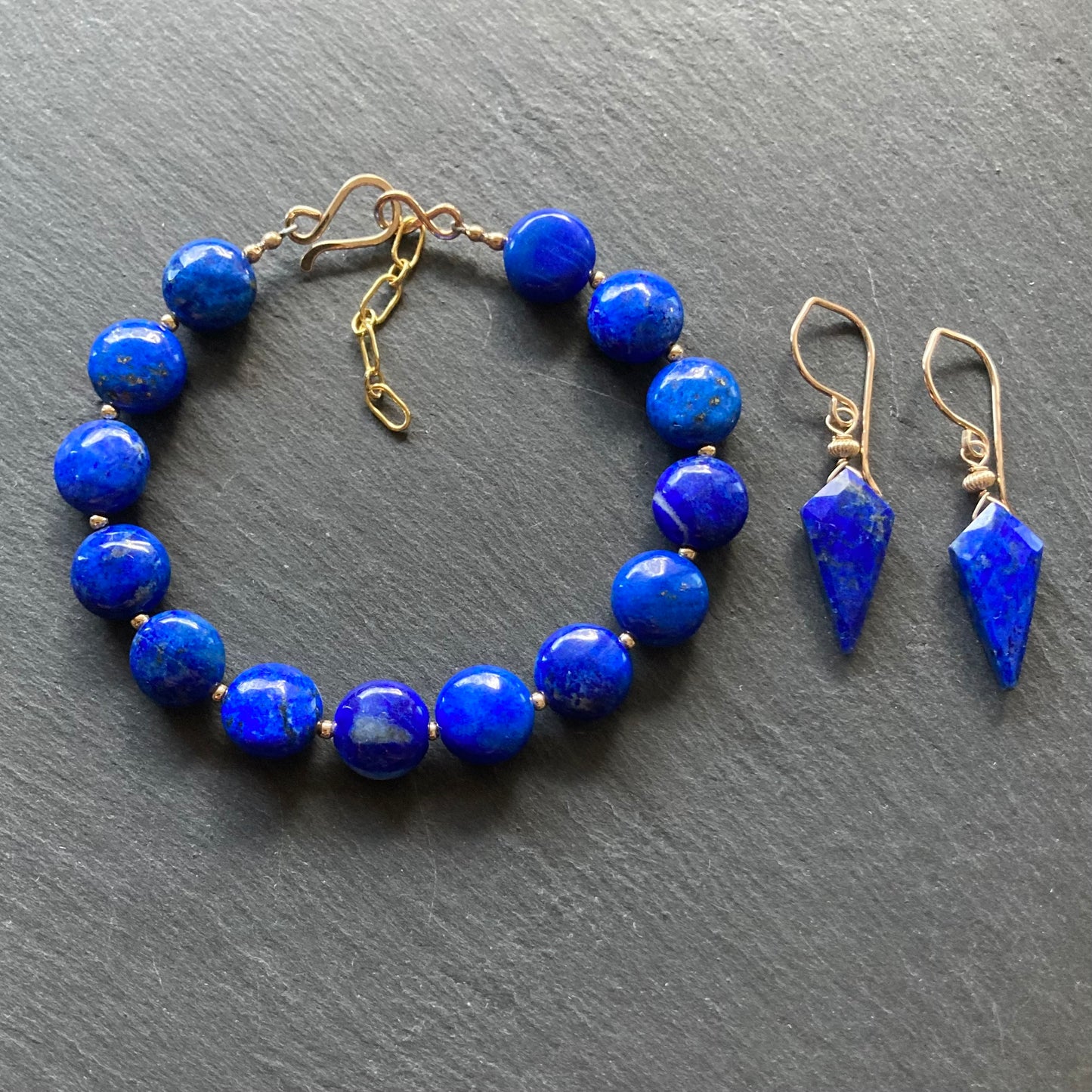 Lapis Lazuli & Gold Arrowhead Earrings