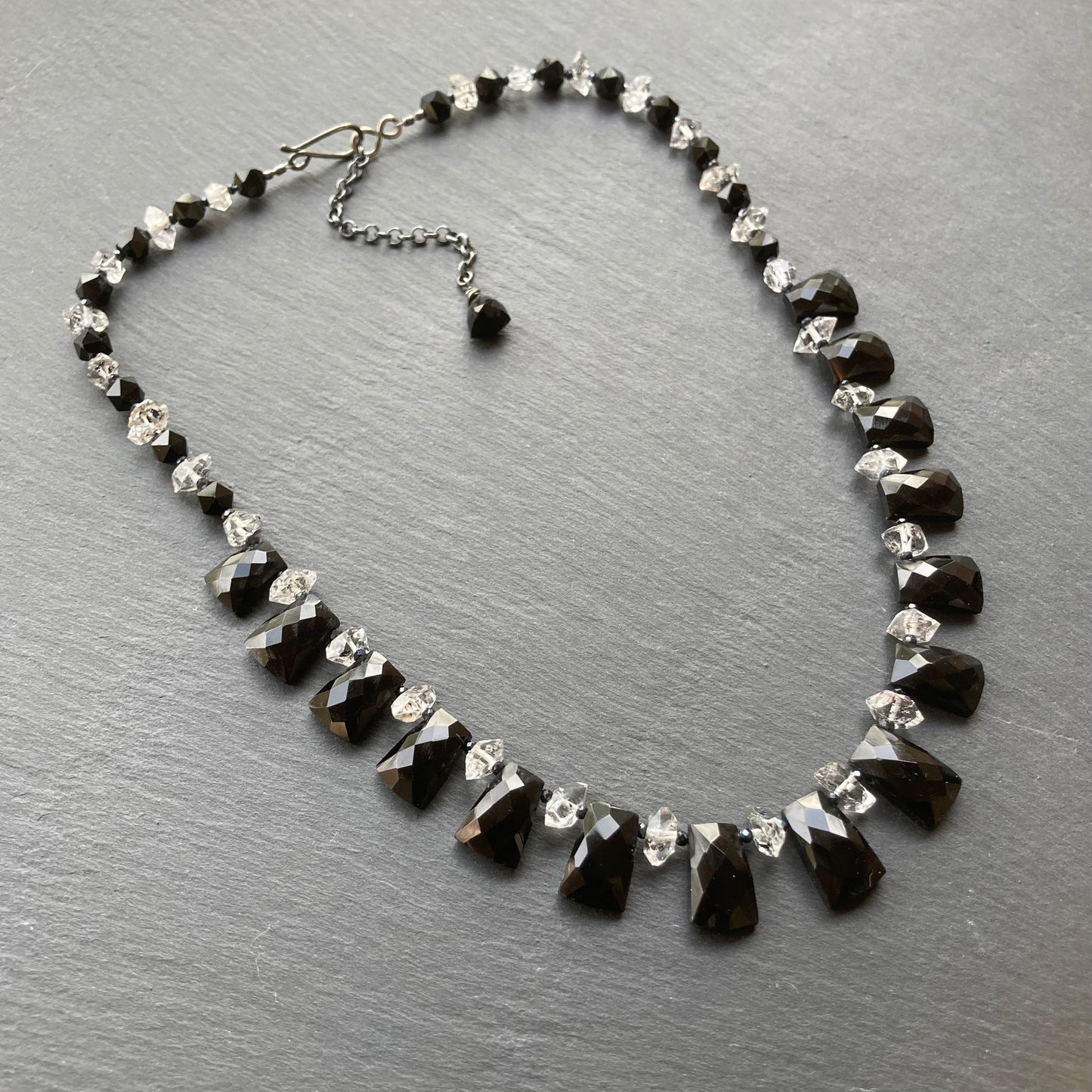 Black Onyx & Herkimer Diamond Necklace