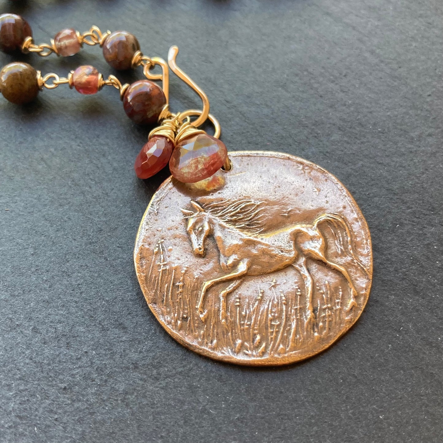 Pietersite, Lazasine, Gold & Bronze Wild Horse Coin Necklace