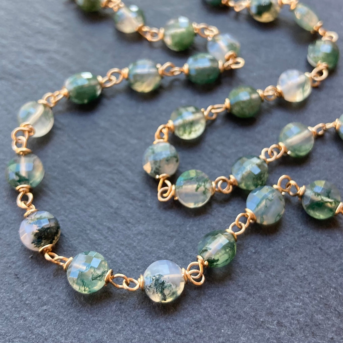 Moss Agate & Gold Necklace