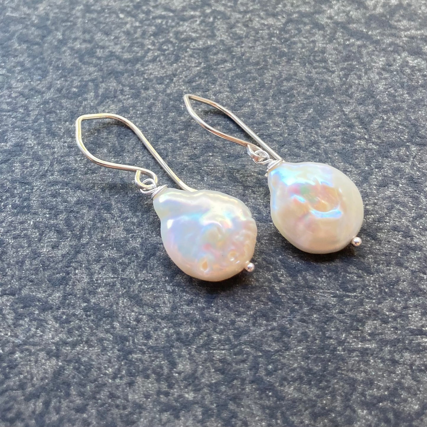 Freshwater Coin Pearl & Sterling Silver Earrings