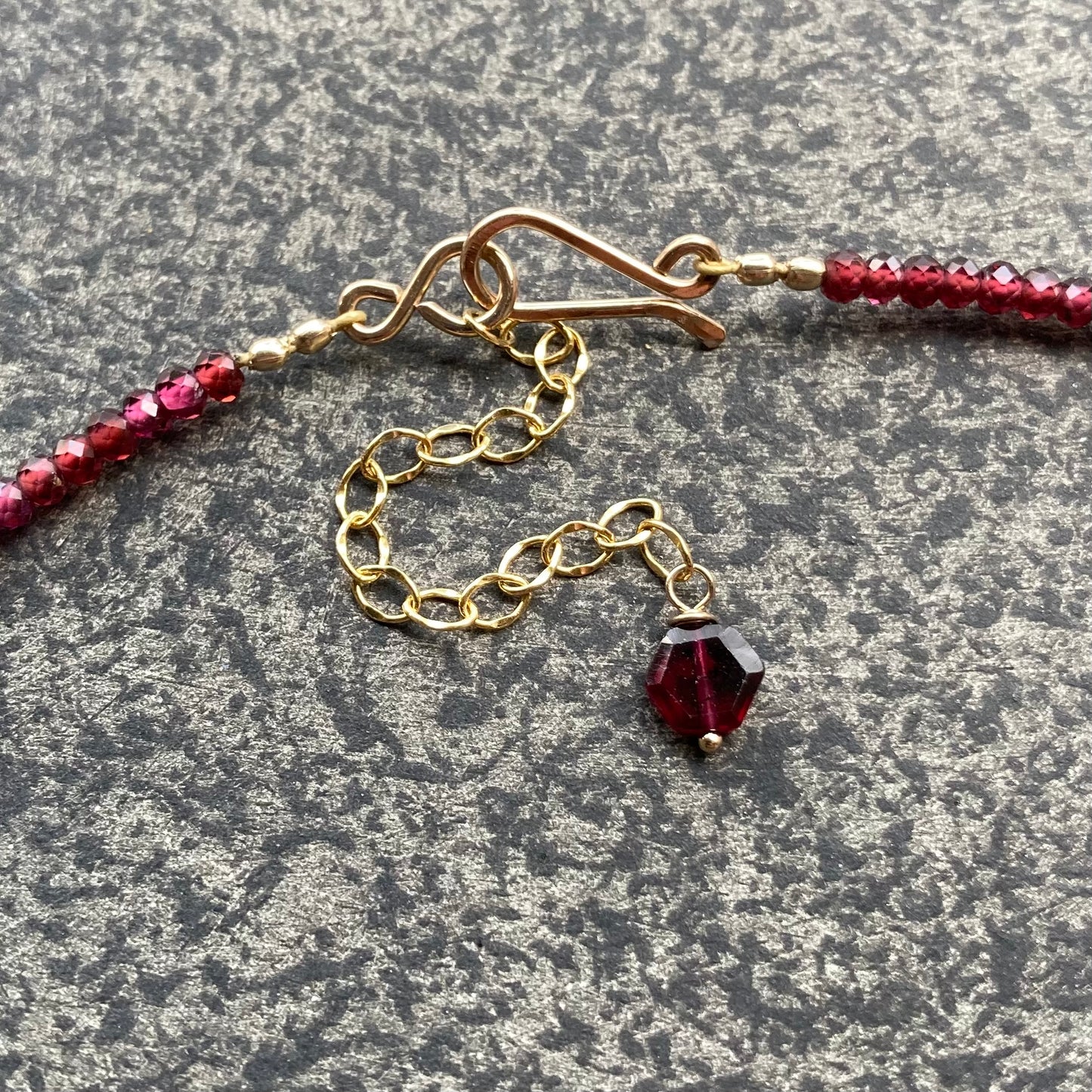 Iolite, Rhodolite Garnet & Bronze Dragonfly Pendant Choker