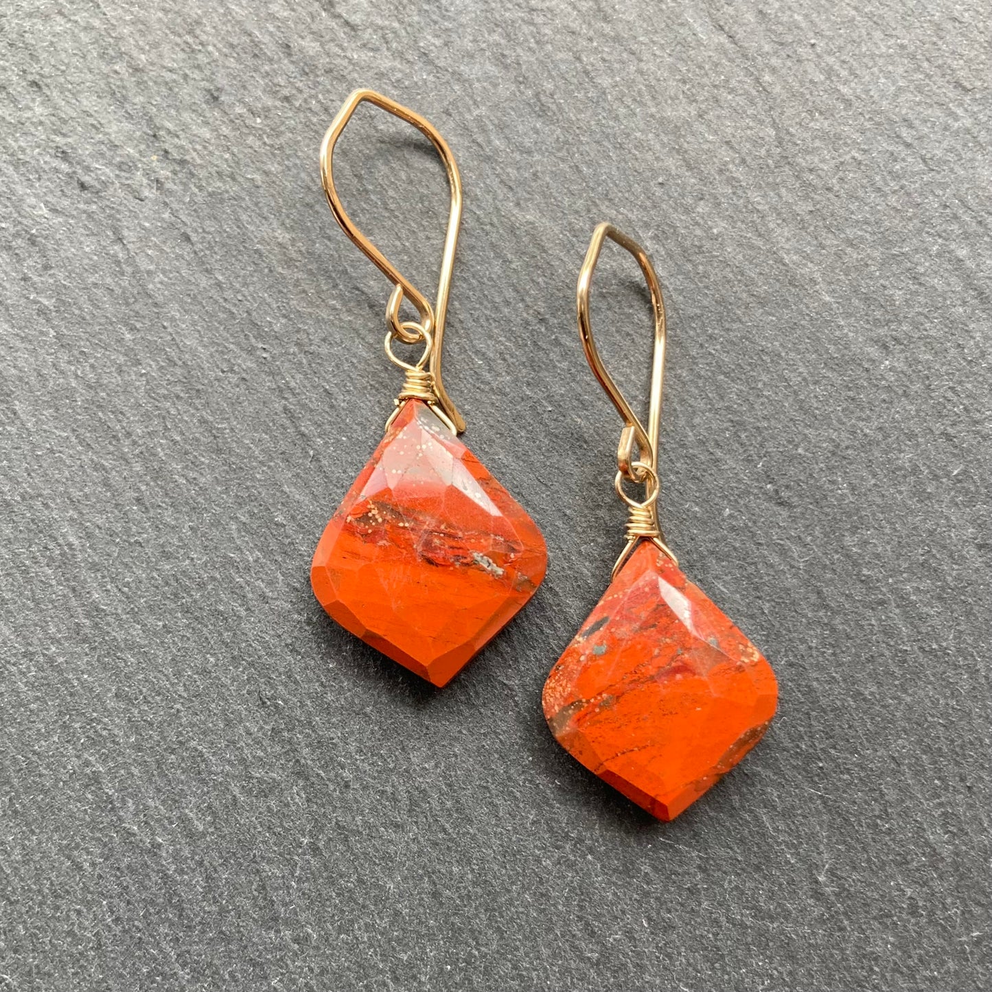 Red Jasper & Gold Earrings