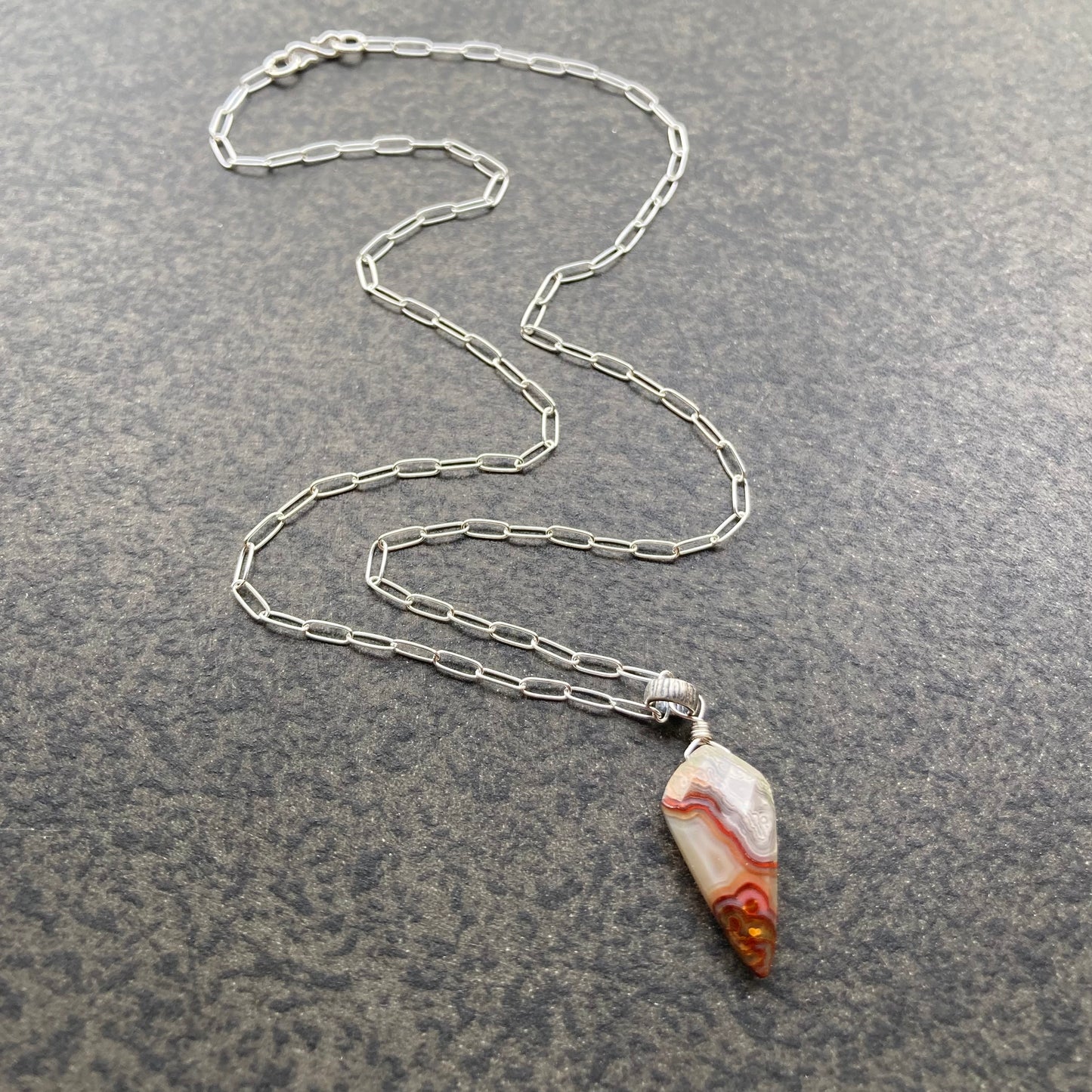 Crazy Lace Agate & Sterling Silver Pendant Necklace