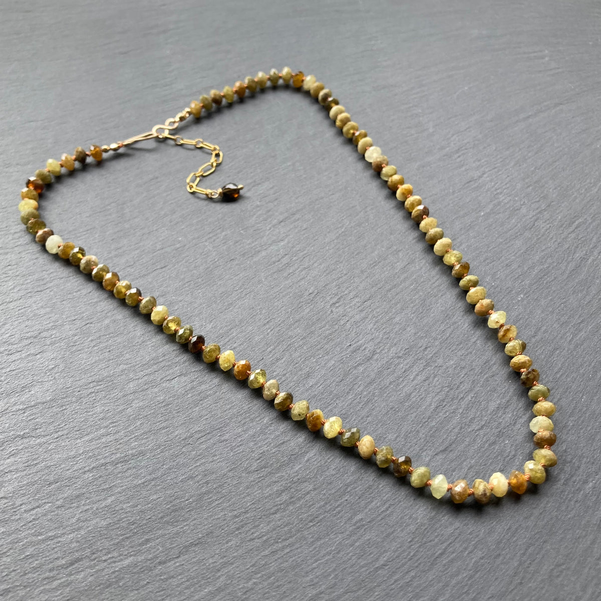 Grossularite Garnet Hand Knotted Silk Necklace
