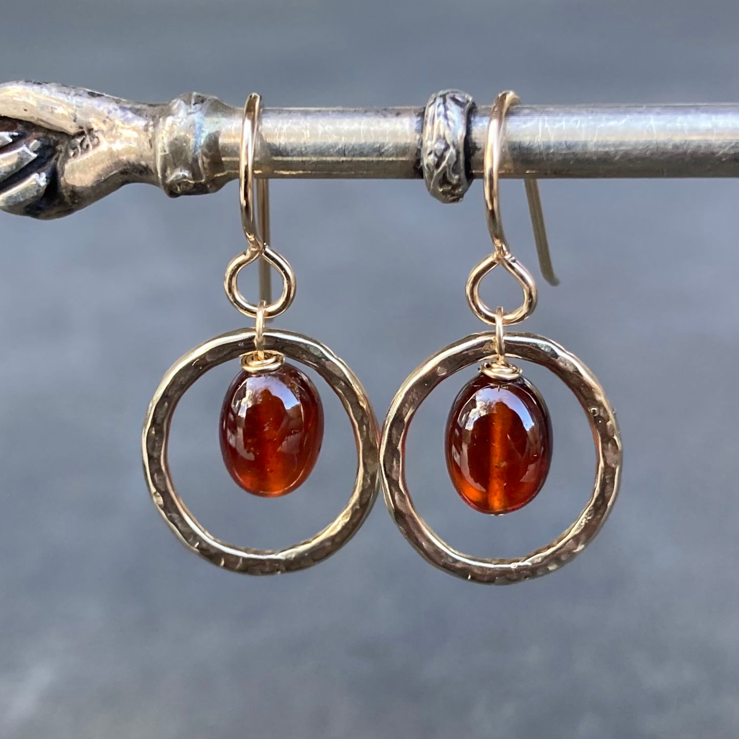 Hessonite, 14k Gold & Bronze Hoops