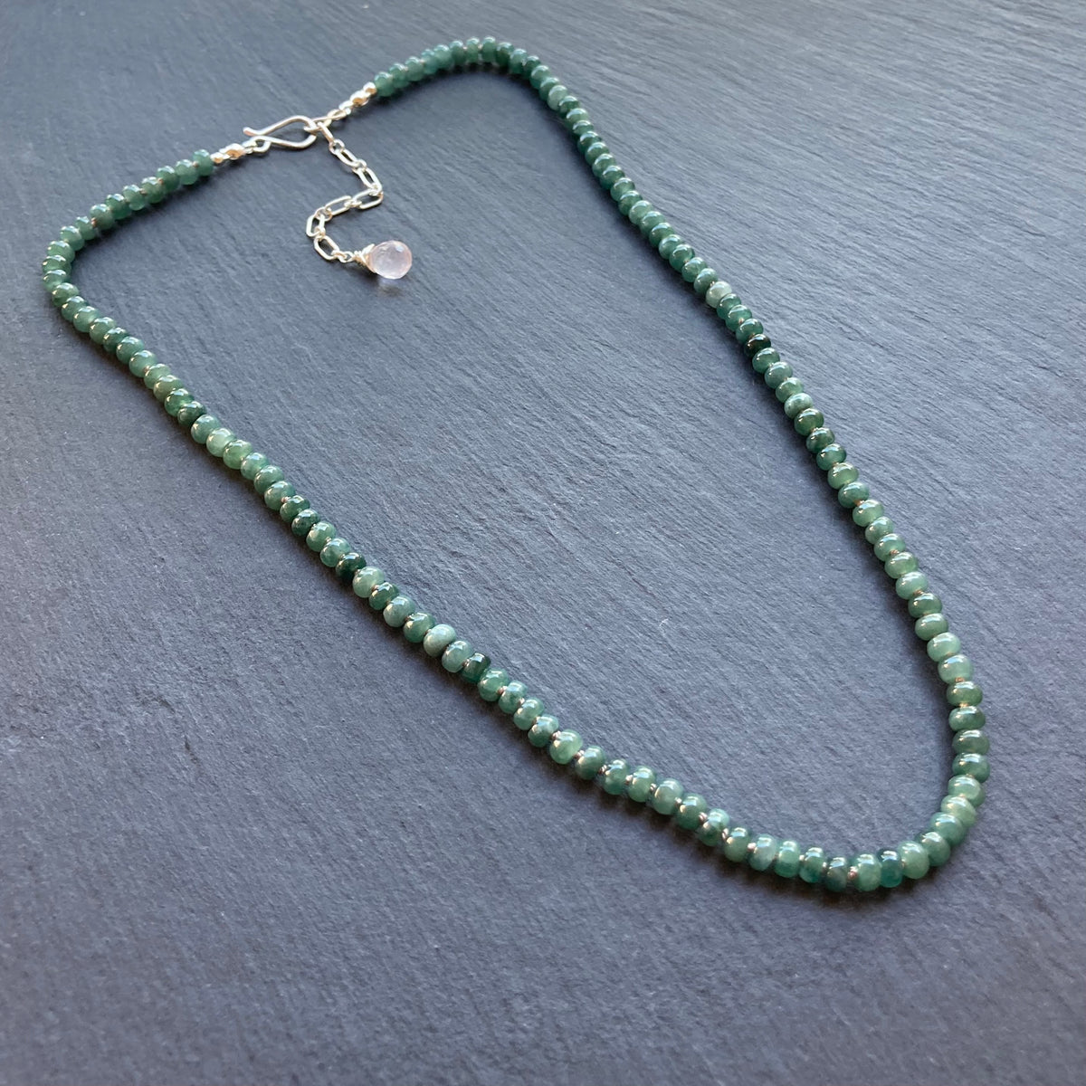 Guatemalan Jade Hand Knotted Blush Silk Necklace