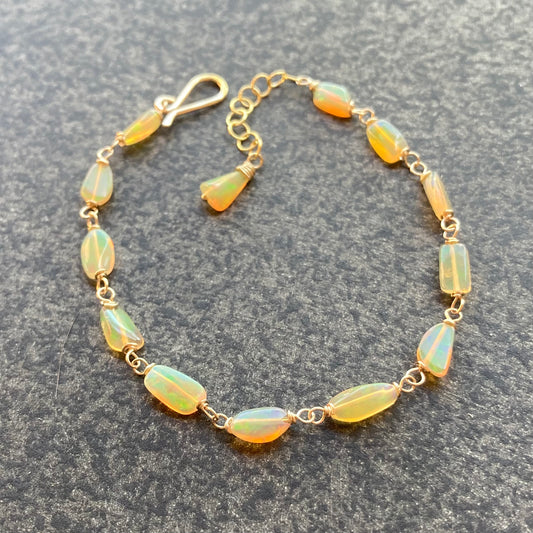 Ethiopian Golden Opal & Gold Bracelet