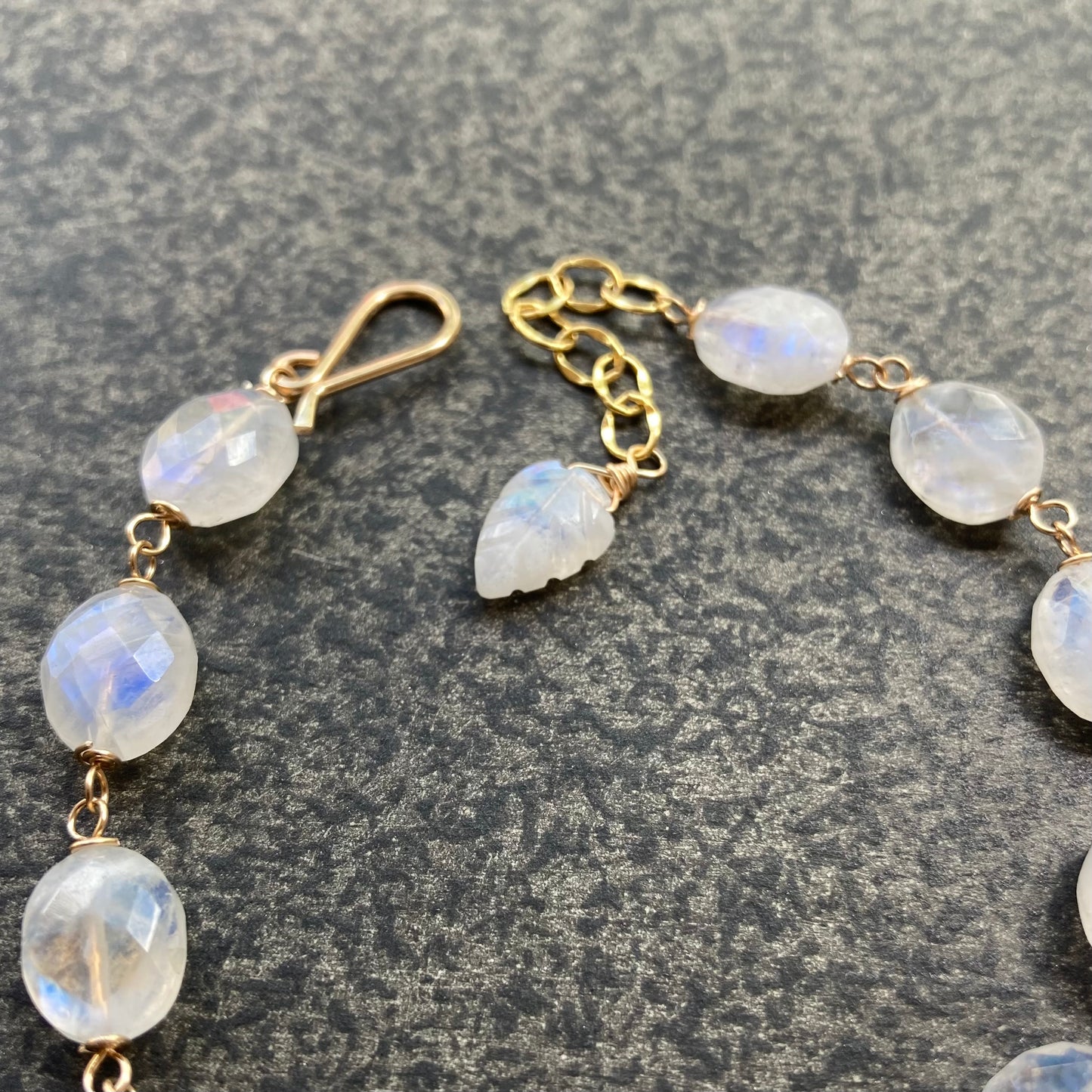 Rainbow Moonstone & Gold Bracelet