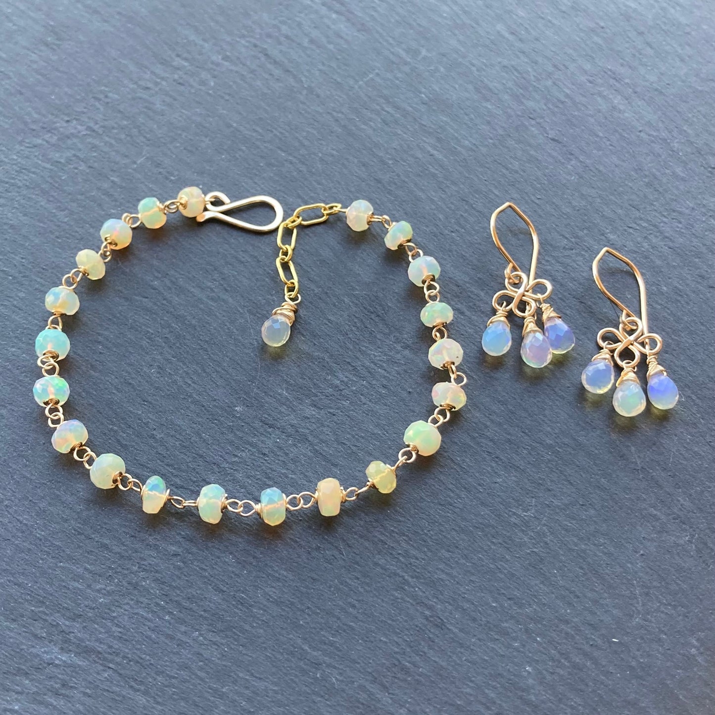 Ethiopian Opal & Gold Earrings