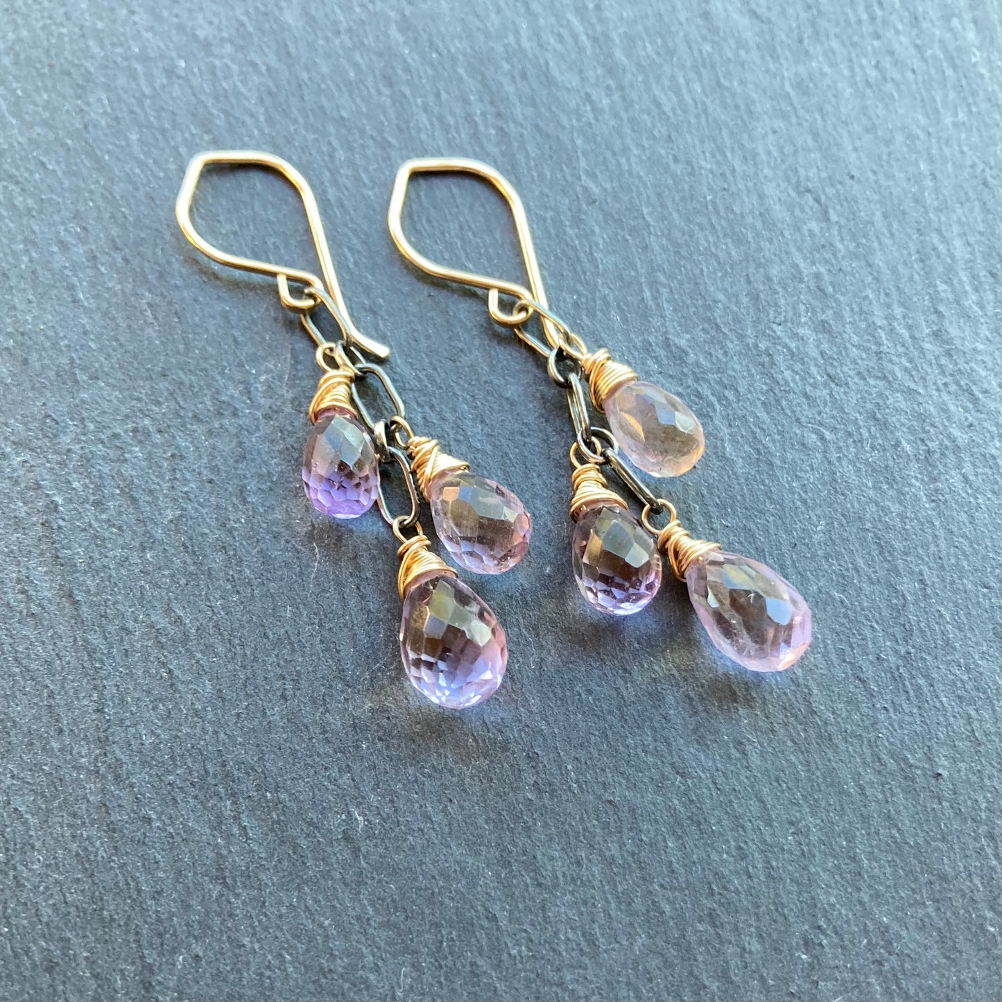 Ametrine & Mixed Metal Cascade Earrings