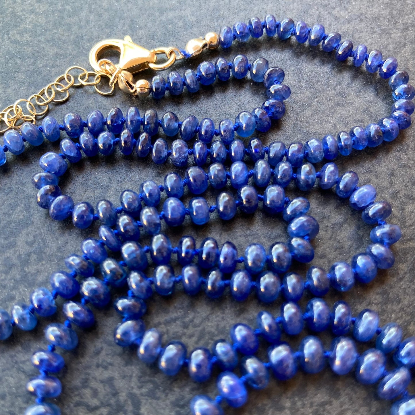 Burmese Sapphire Hand Knotted Silk Necklace