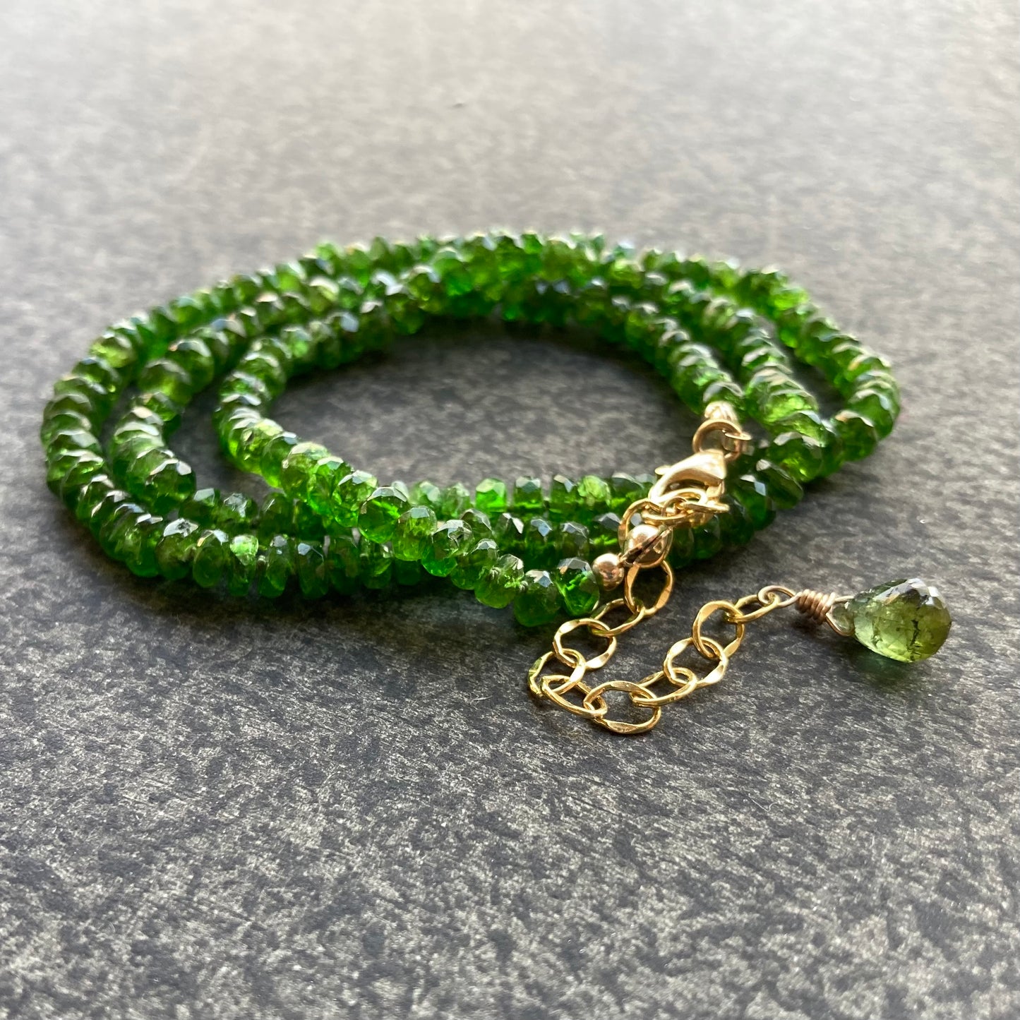 Chrome Diopside Hand Knotted Silk Necklace