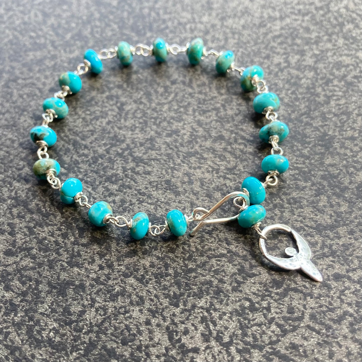 Kingman Turquoise & Sterling Silver Sacred Goddess Bracelet