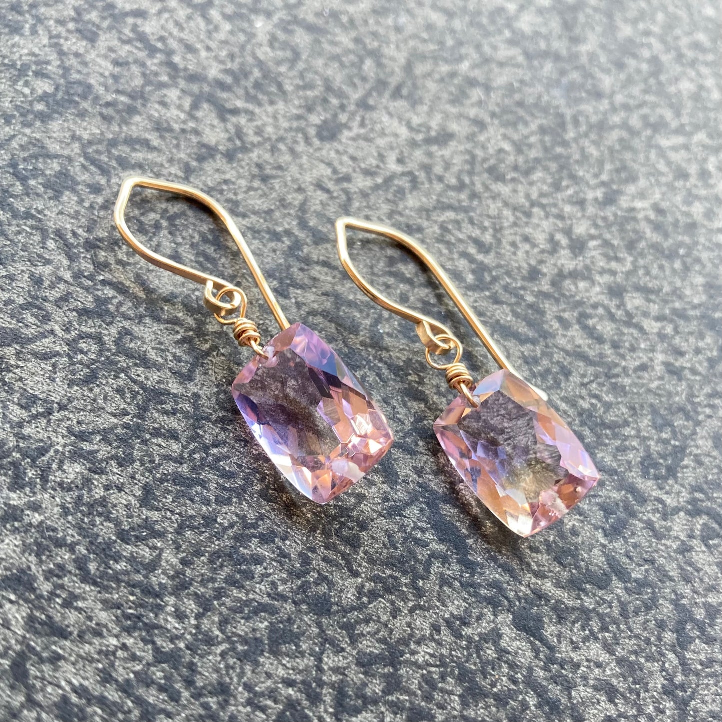 Ametrine & Gold Baguette Earrings