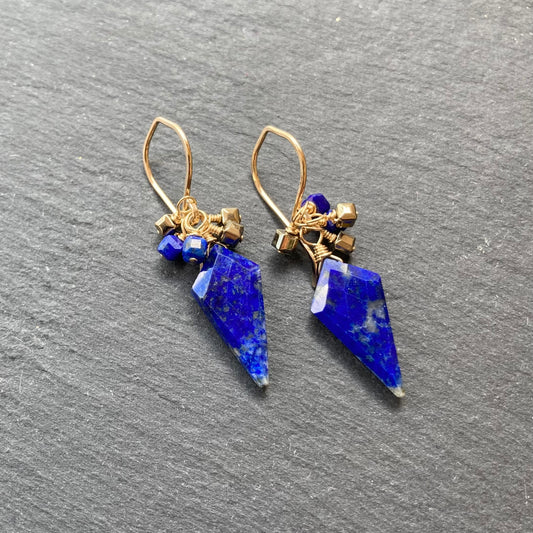 Lapis Lazuli & Gold Arrowhead Earrings