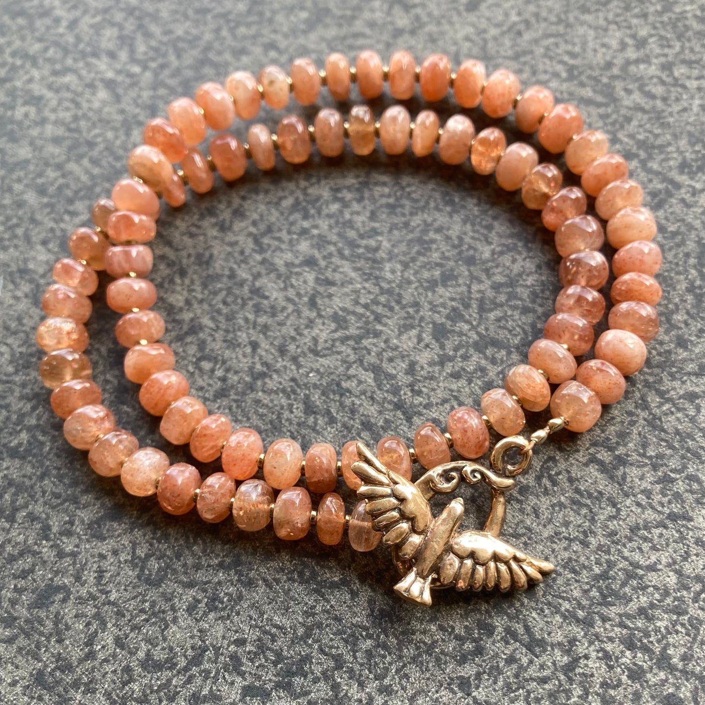 Sunstone & Bronze Bird in Flight Toggle Choker