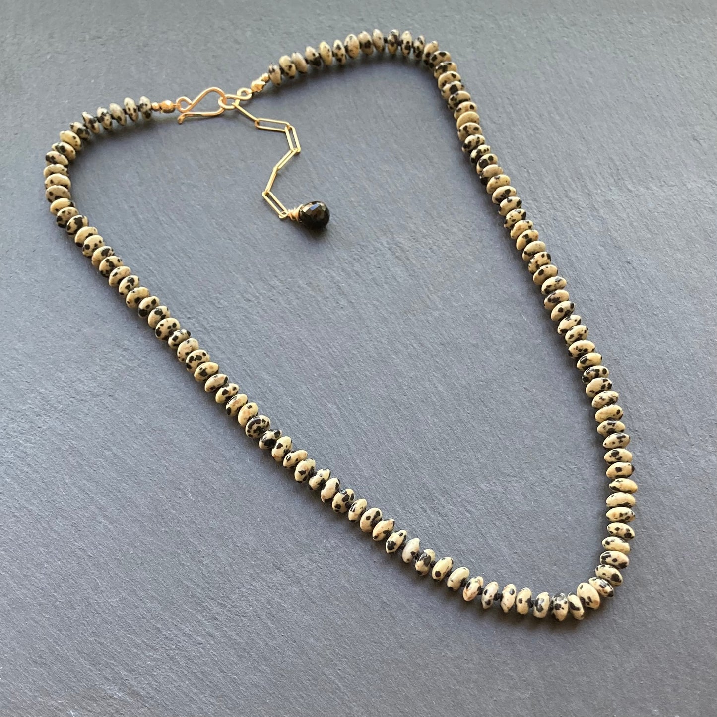 Dalmatian Jasper Hand Knotted Silk Necklace