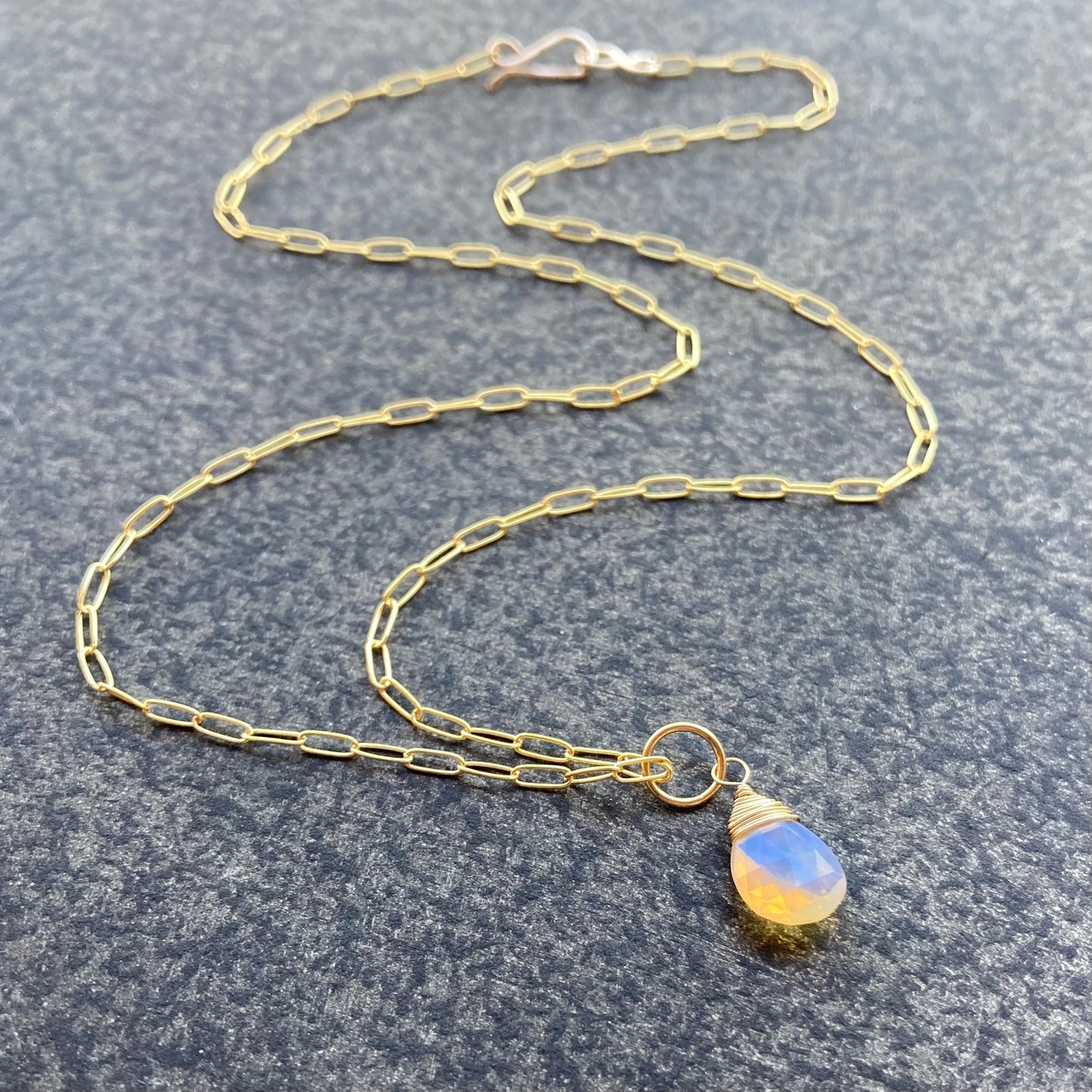 EthiopianOpal & Gold Pendant Necklace 18”