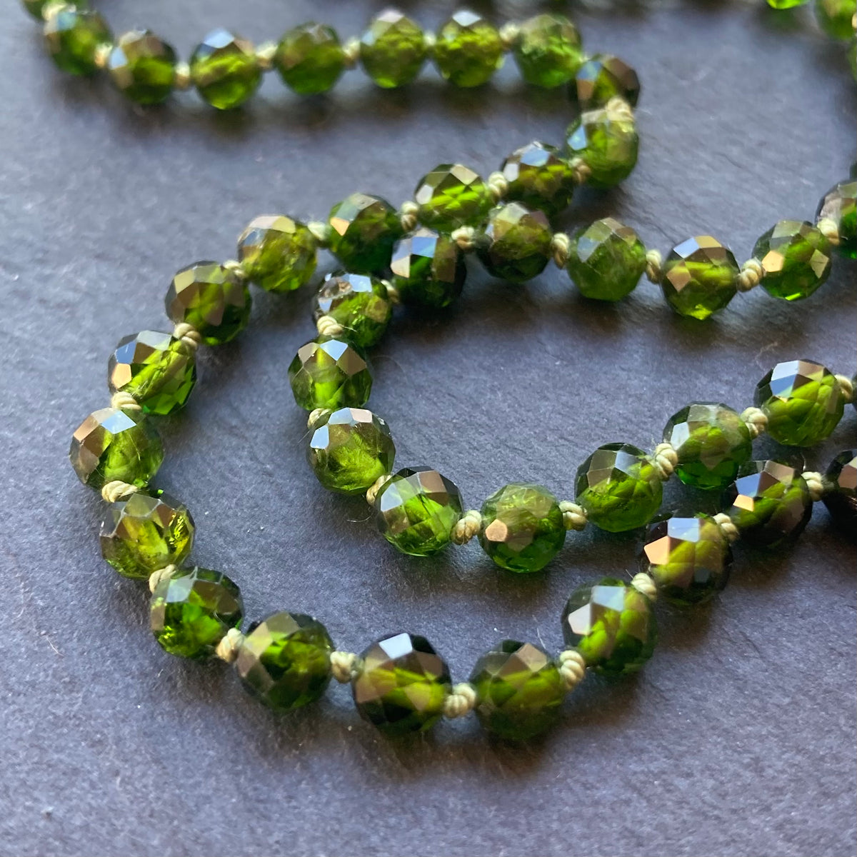Chrome Diopside Hand Knotted Silk Necklace