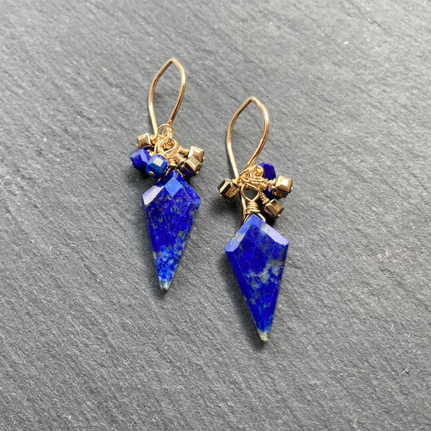 Lapis Lazuli & Gold Arrowhead Earrings