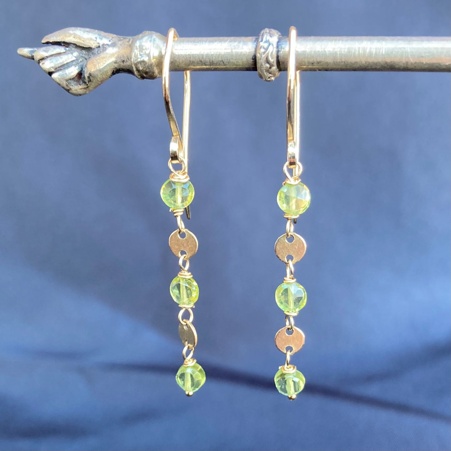 Peridot & Gold Coin Earrings