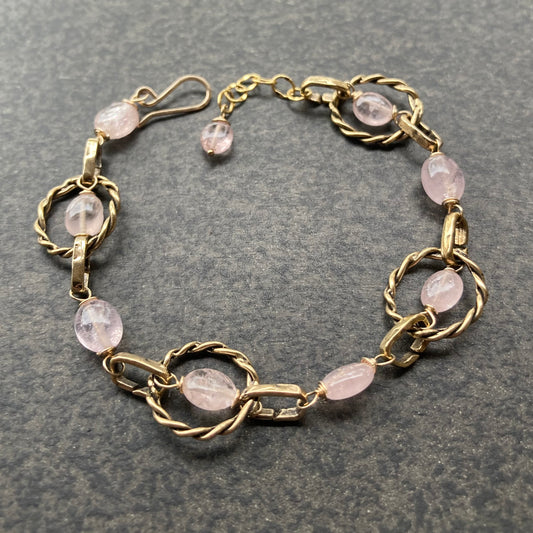 Morganite & Bronze Twisted Link Bracelet