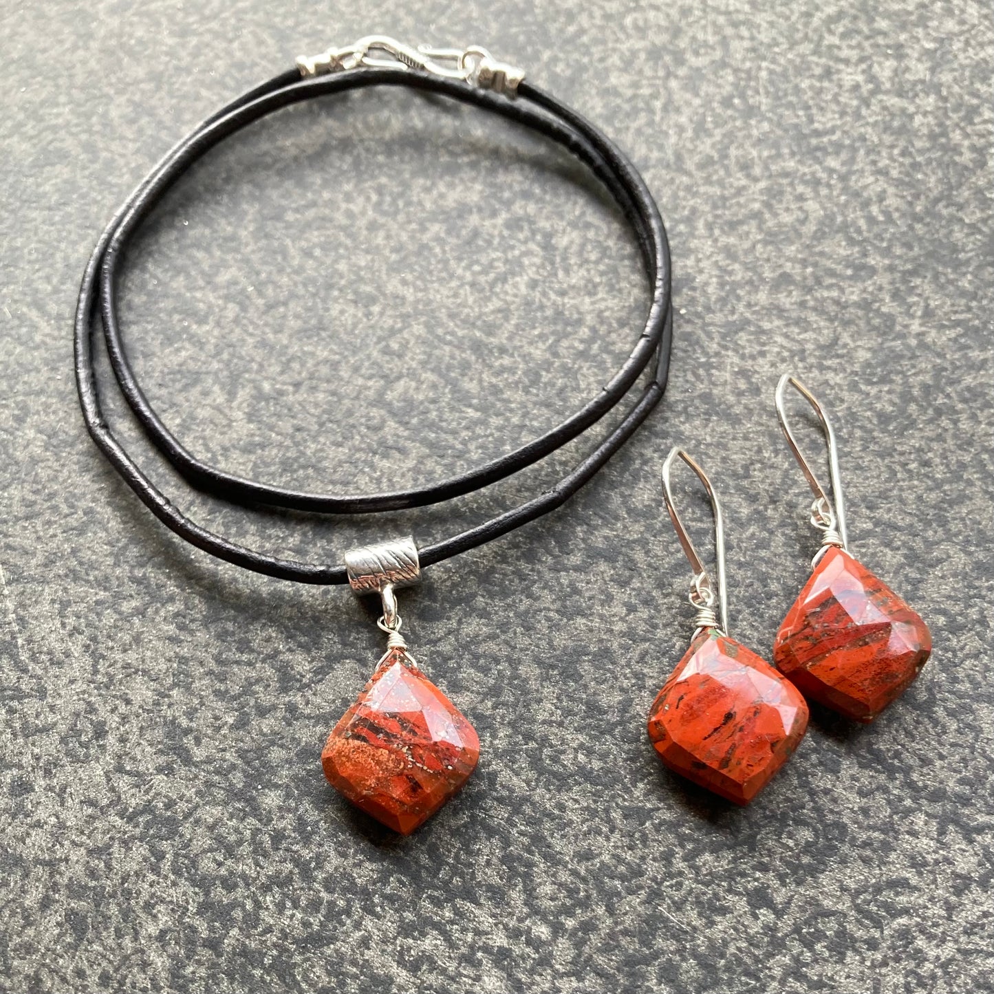 Red Jasper & Sterling Silver Earrings