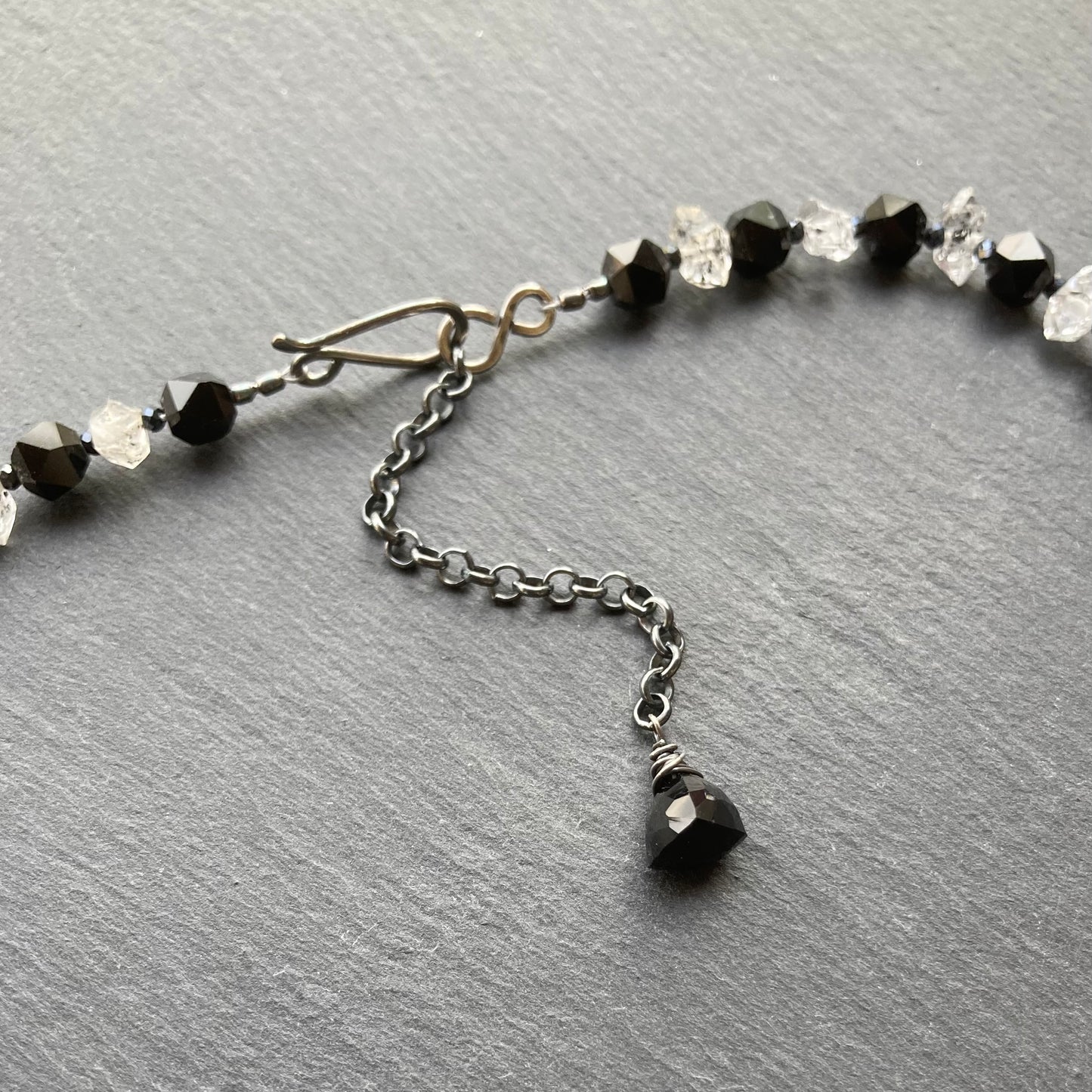 Black Onyx & Herkimer Diamond Necklace