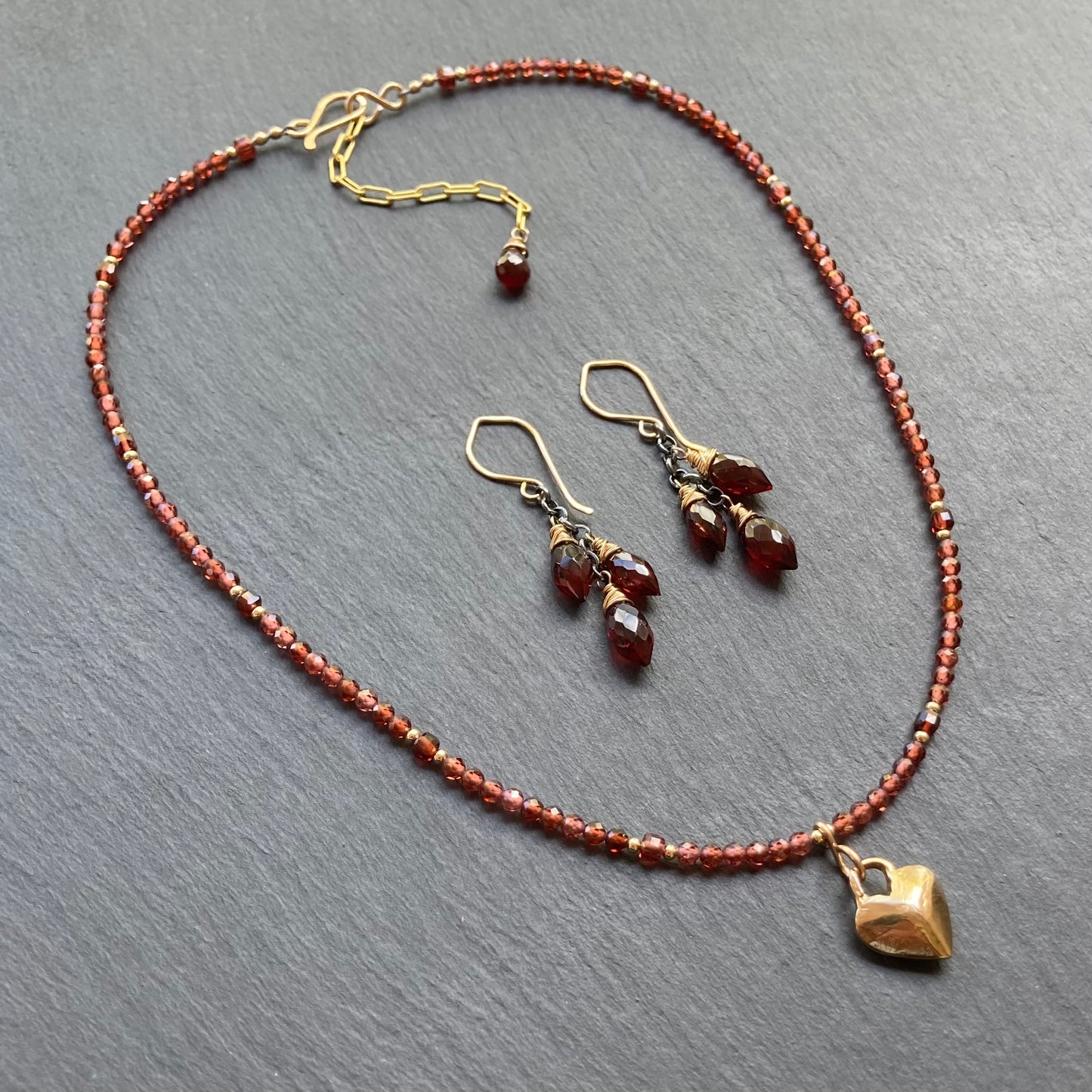 Mozambique Garnet & Mixed Metal Cascade Earrings