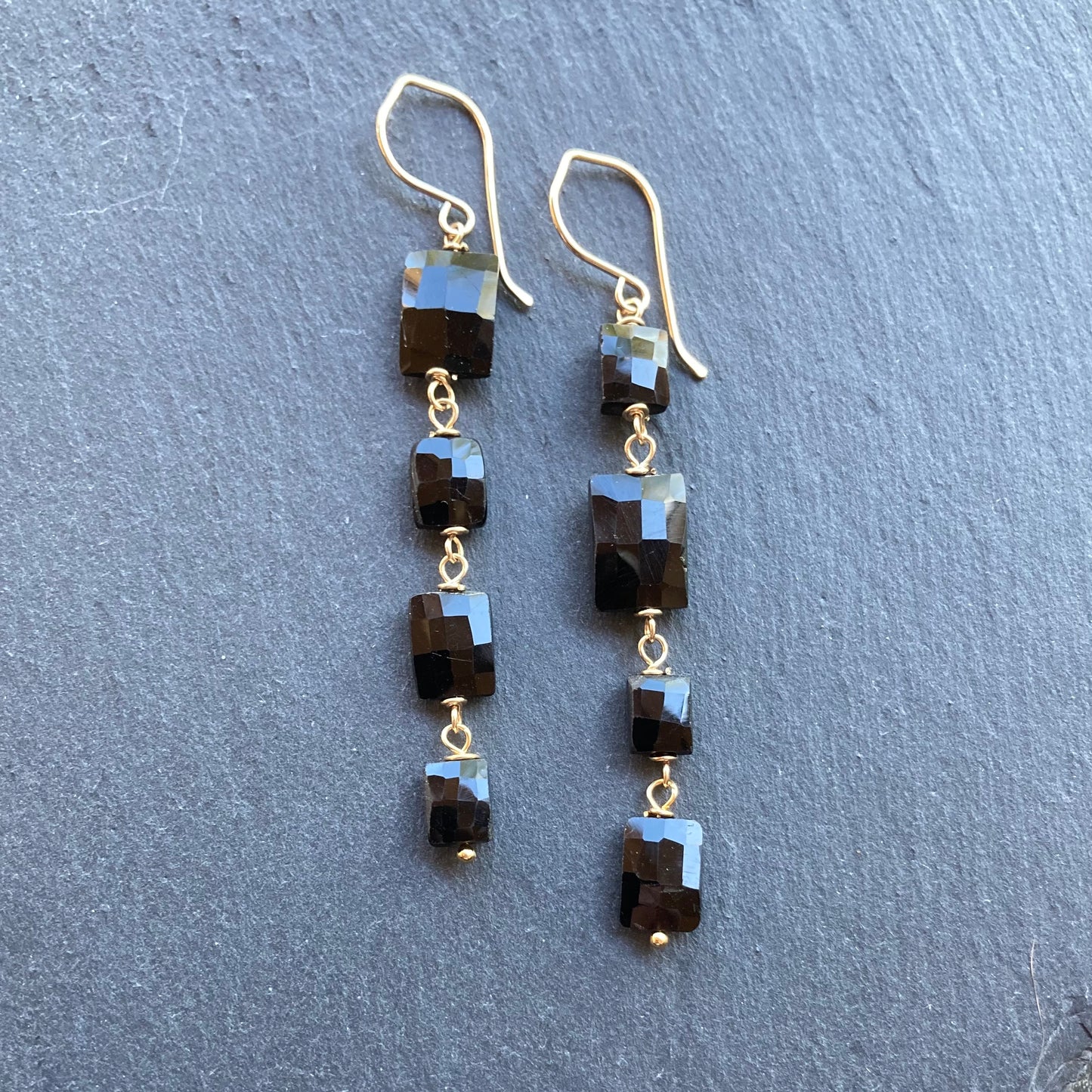 Black Spinel & Gold Earrings