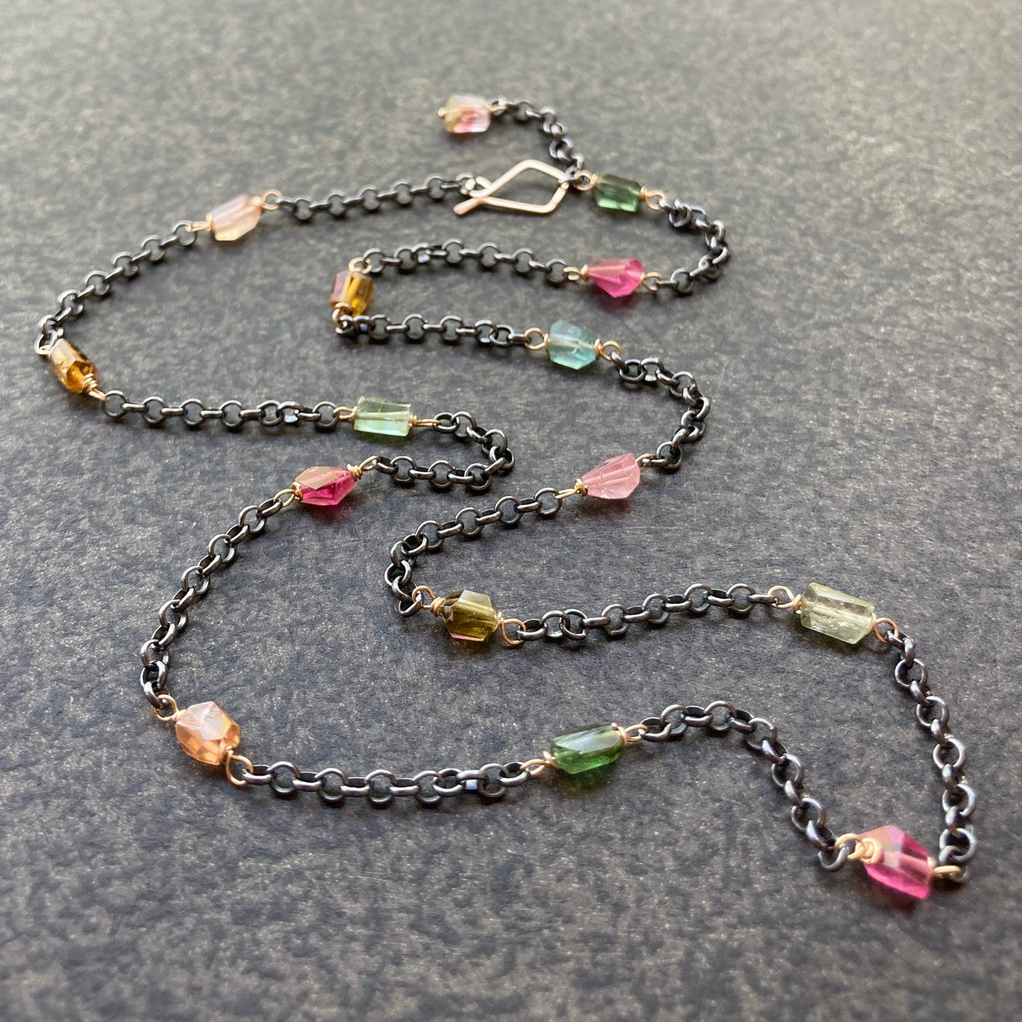 Multicolor Tourmaline & Mixed Metal Necklace