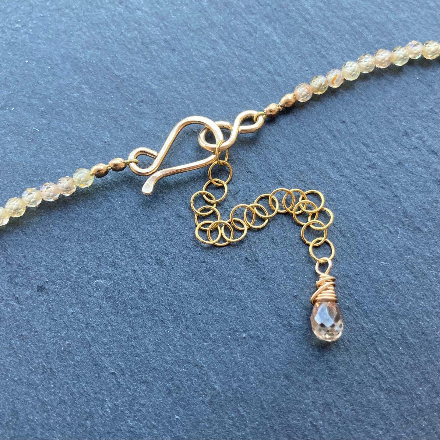 Natural Zircon, Gold & Bronze Sun Coin Choker