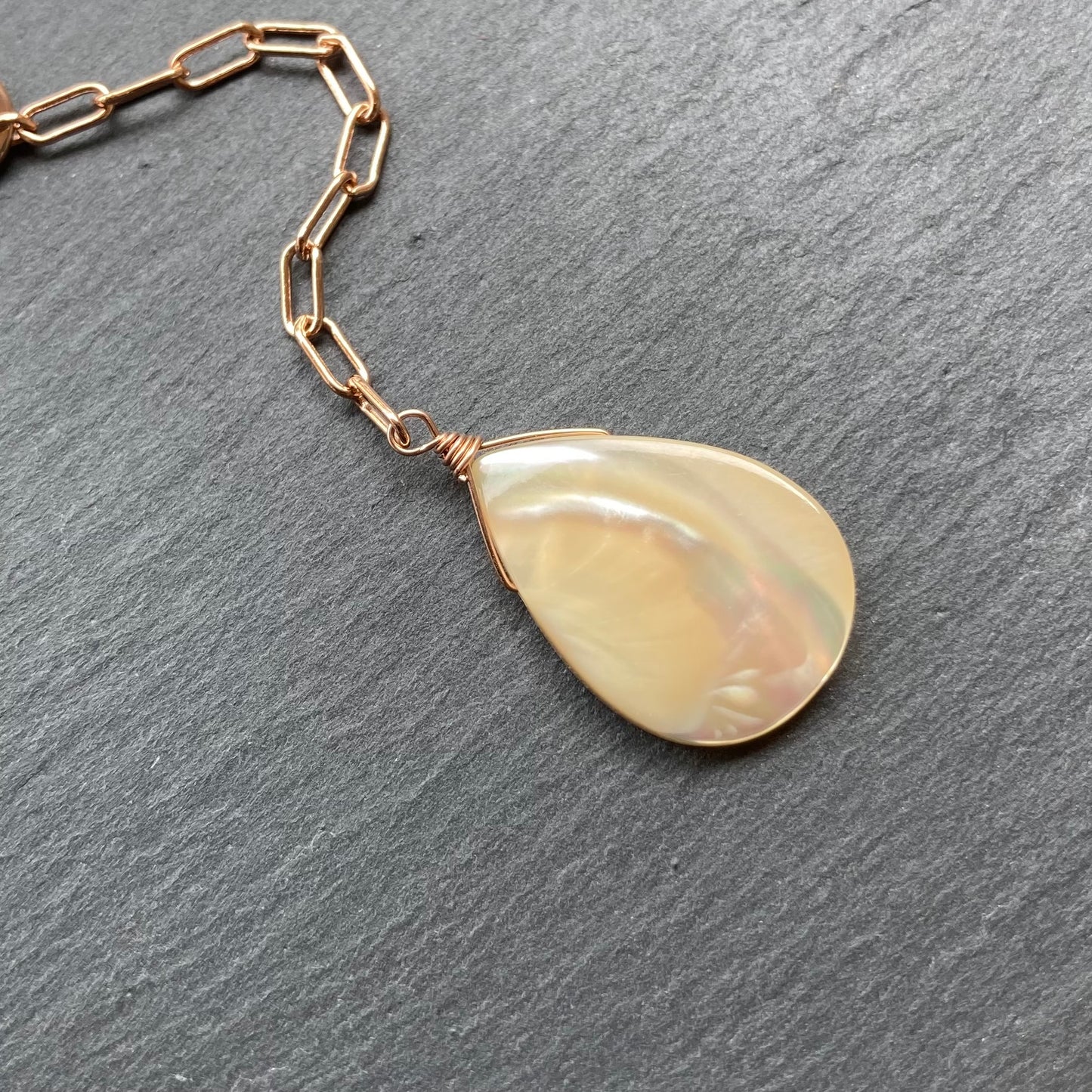 Mother of Pearl & Rose Gold Convertible Lariat Necklace