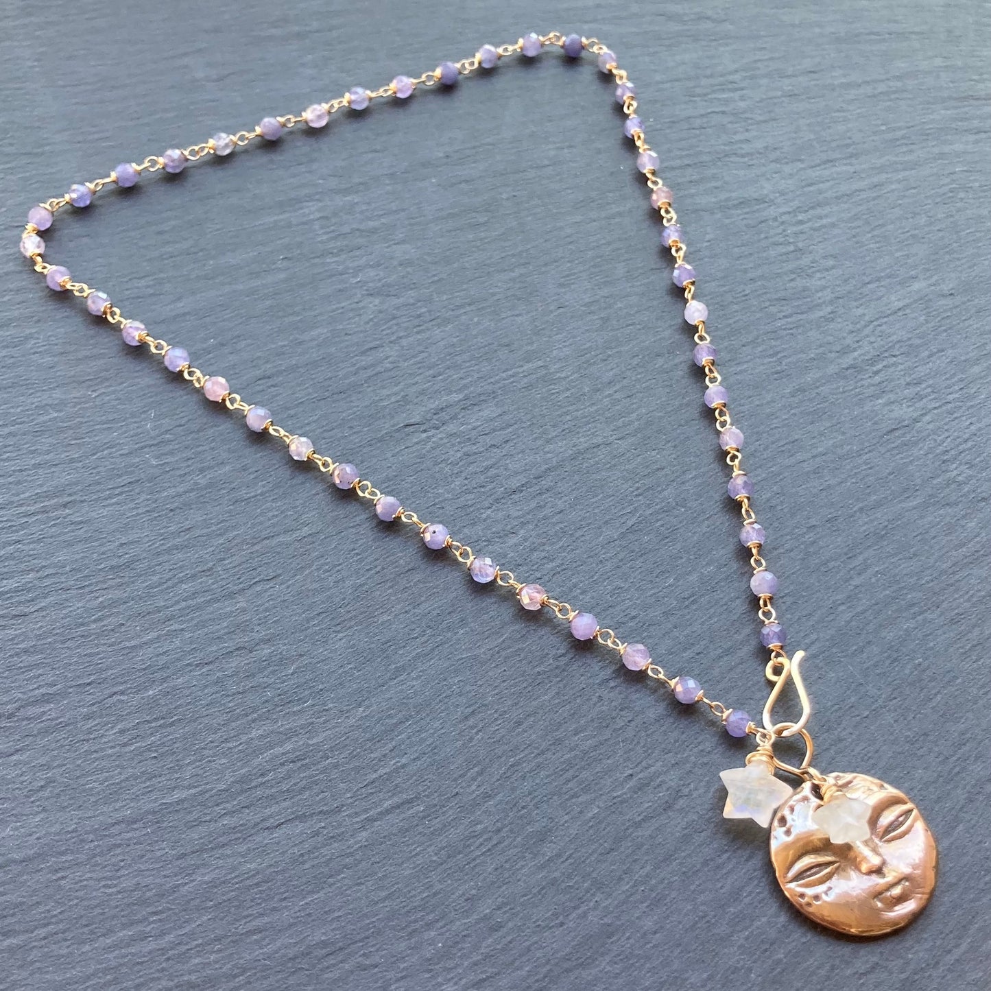 Tanzanite, Gold & Bronze Moonglow Pendant Necklace