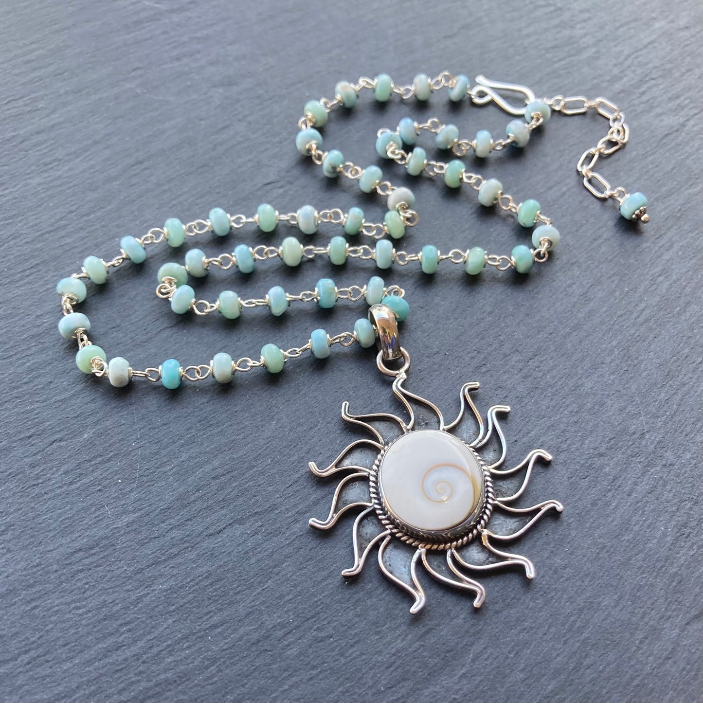 Larimar & Sterling Silver Vintage Shiva Eye Sun & Sea Pendant Necklace