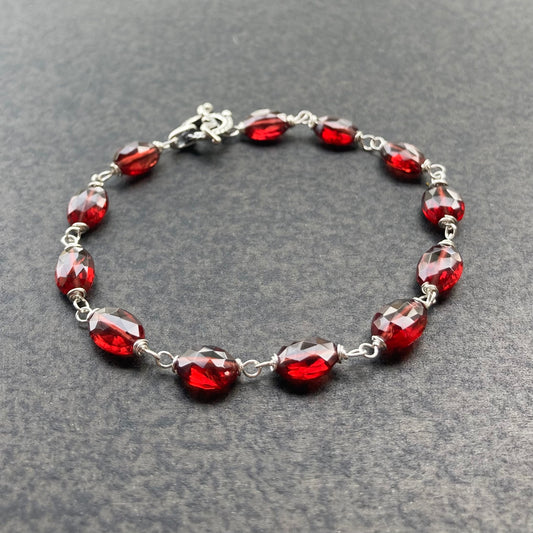 Mozambique Garnet & Sterling Silver Bracelet