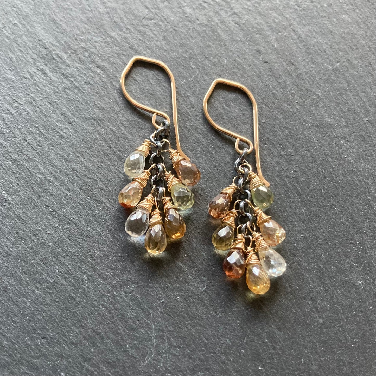 Natural Zircon & Mixed Metal Cascade Earrings
