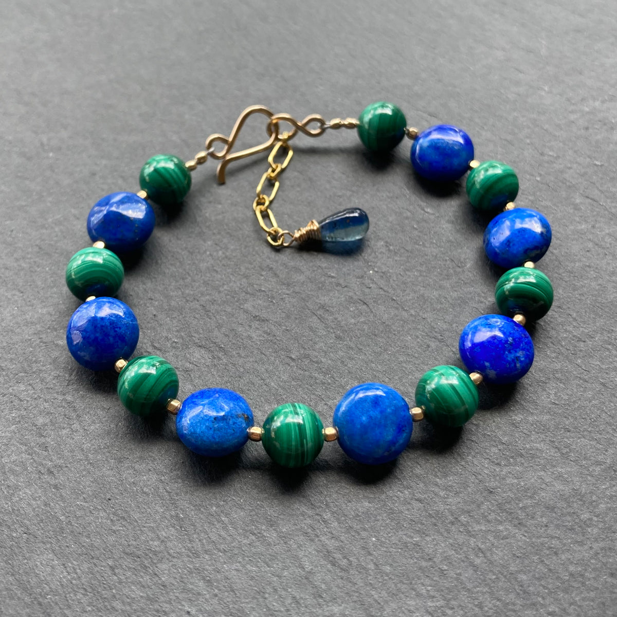 Lapis, Malachite & Gold Bracelet