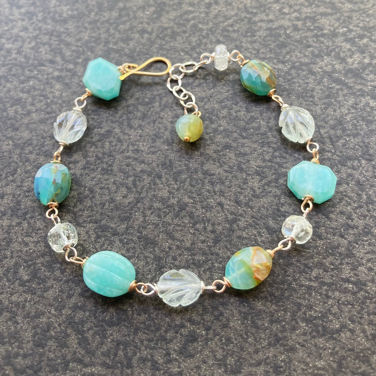 Amazonite Multi Gemstone & Mixed Metal Bracelet