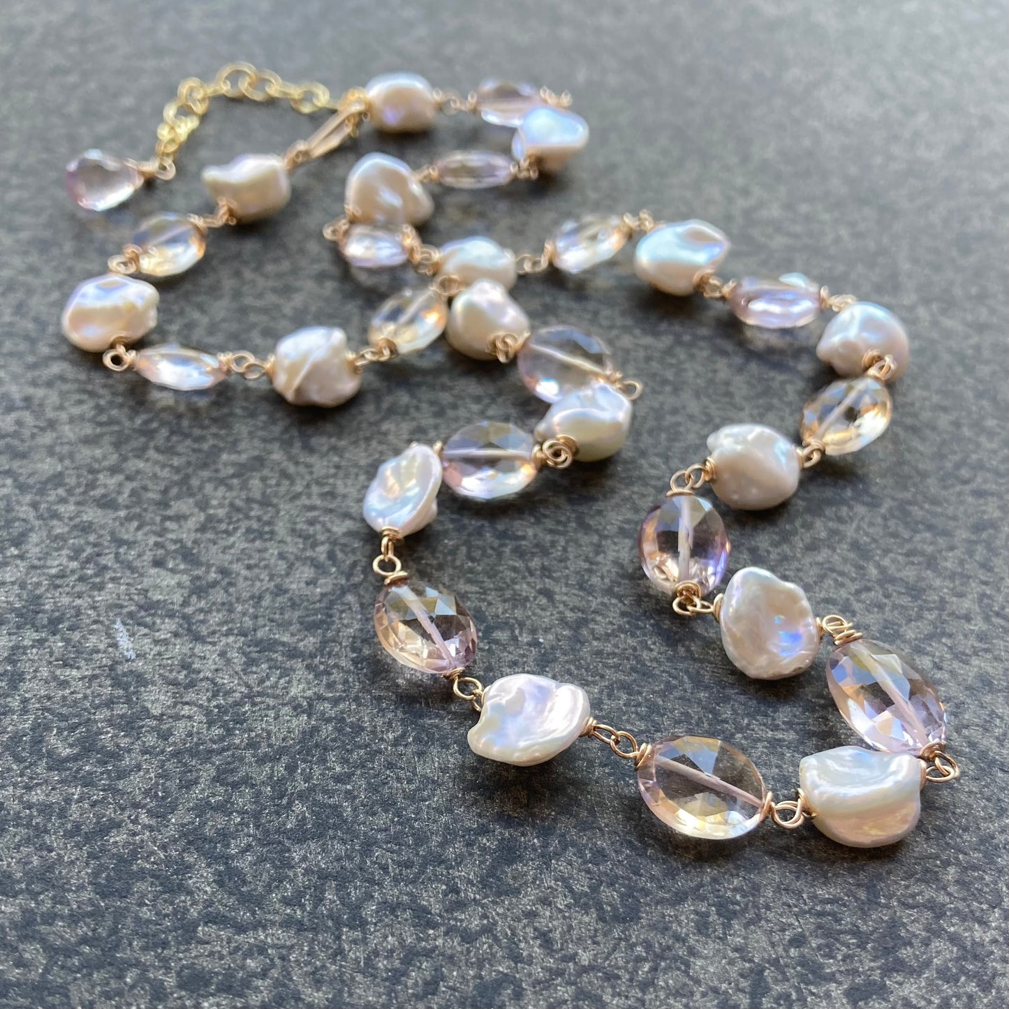 Ametrine, Keshi Pearl & Gold Necklace