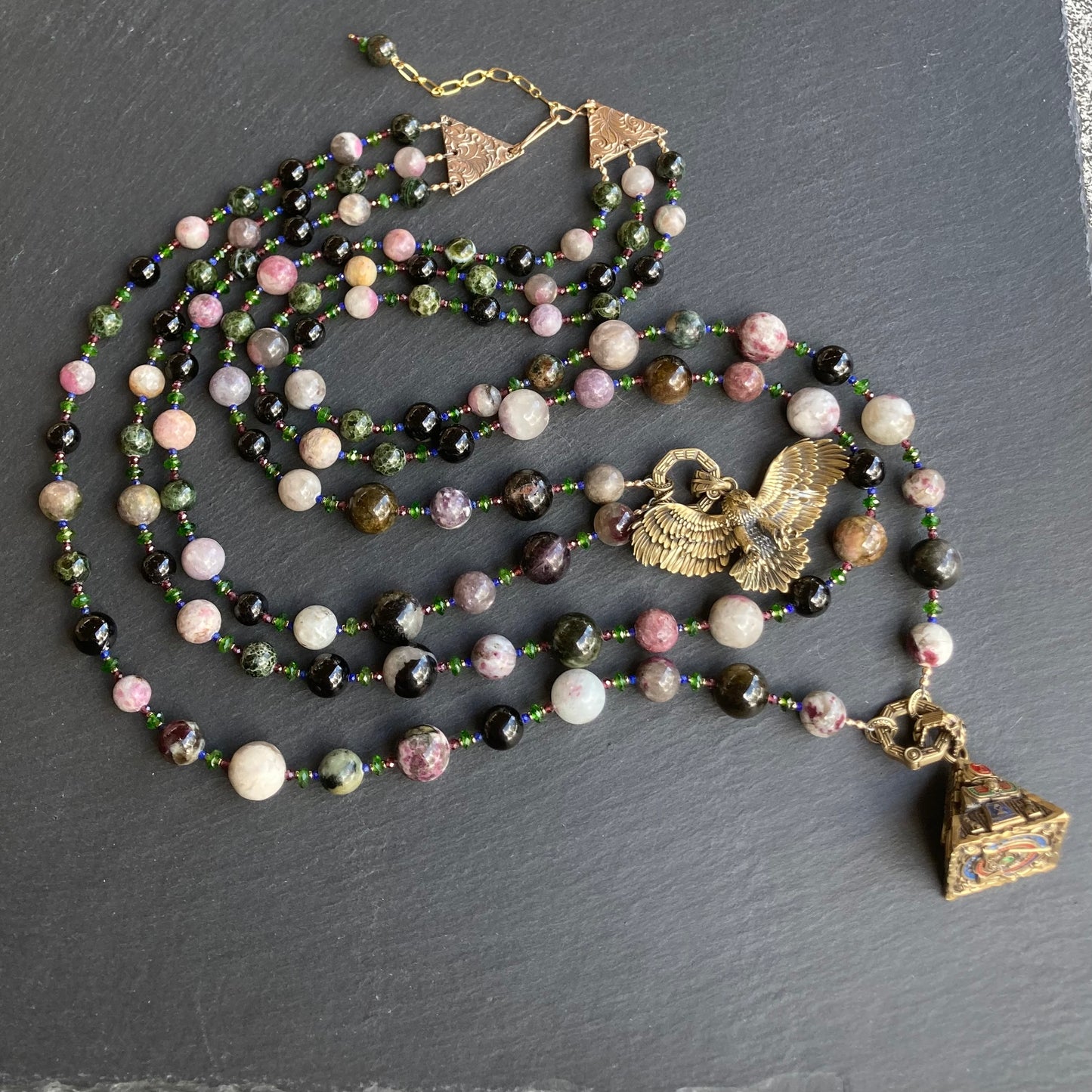 Custom Multi Gemstone 3-Strand Necklace